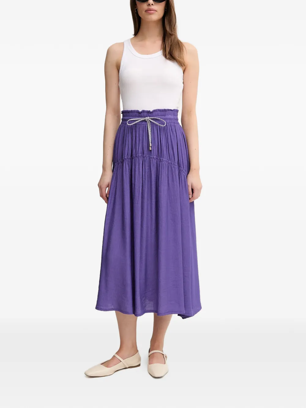  La Petite Française Josette Drawstring Midi Skirt - Purple 