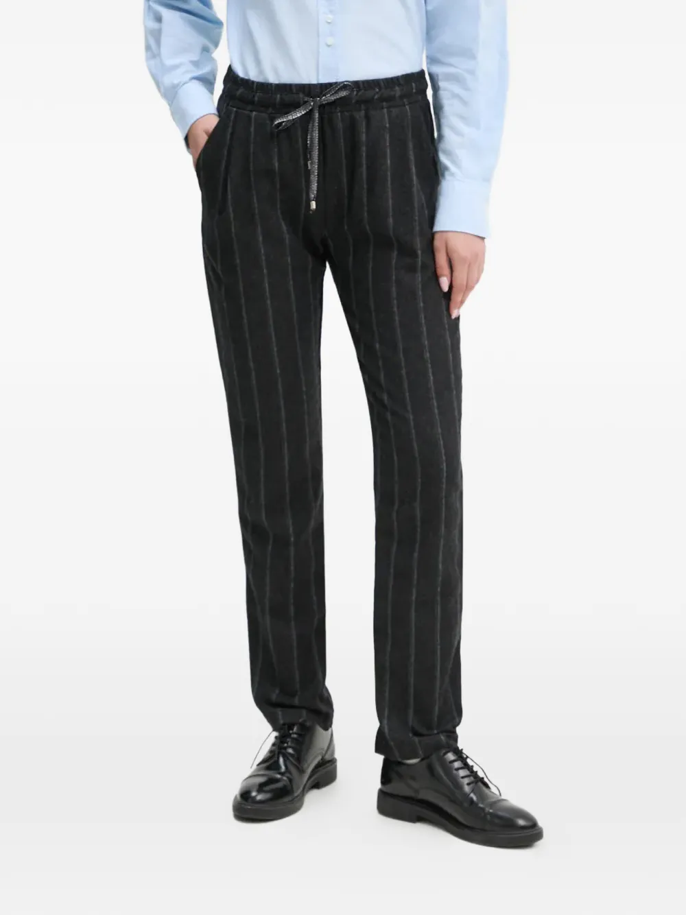 La Petite Française Poli pinstripe drawstring trousers - Grigio