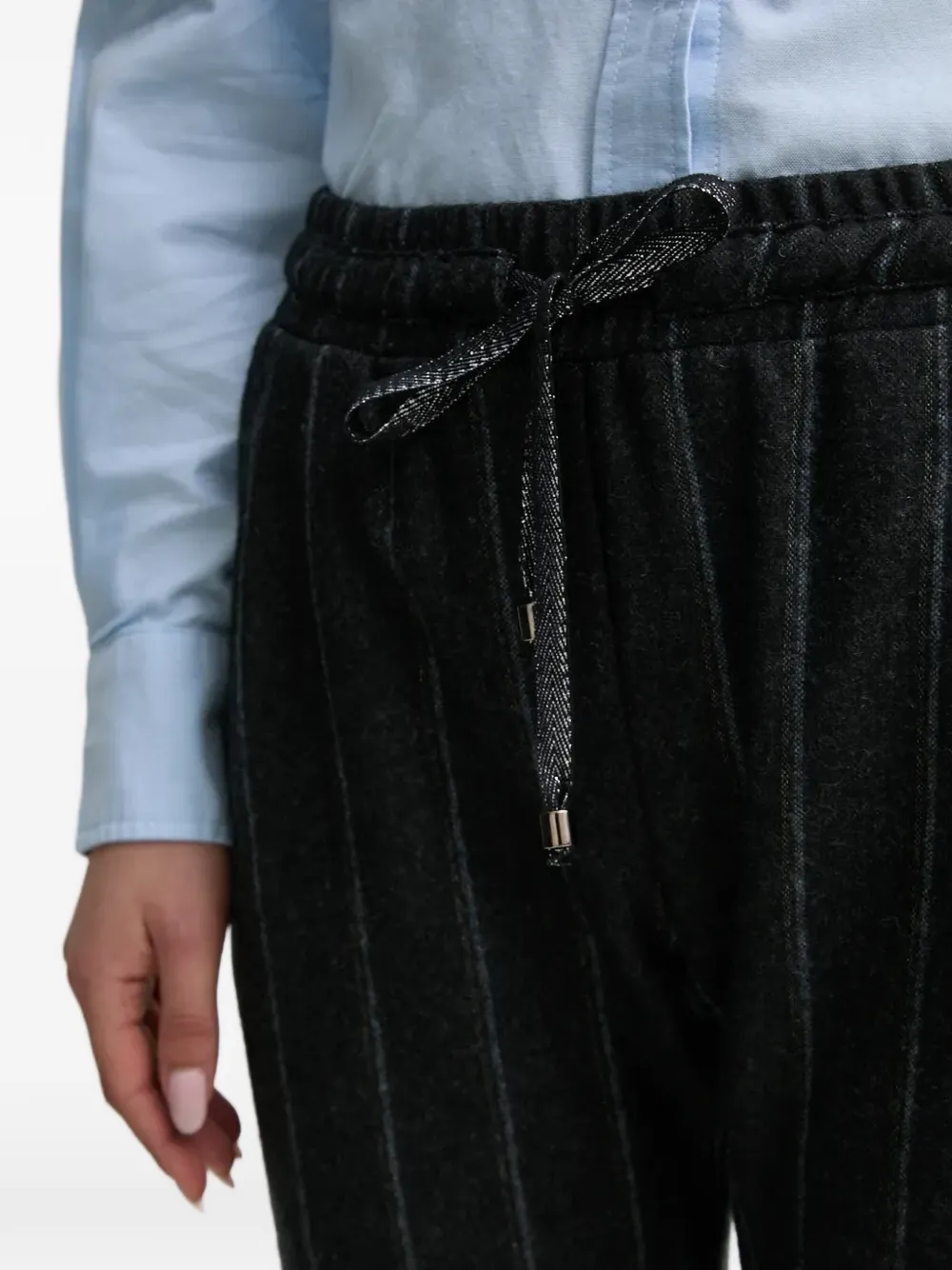 La Petite Française Poli krijtstreep broek met trekkoord Grijs