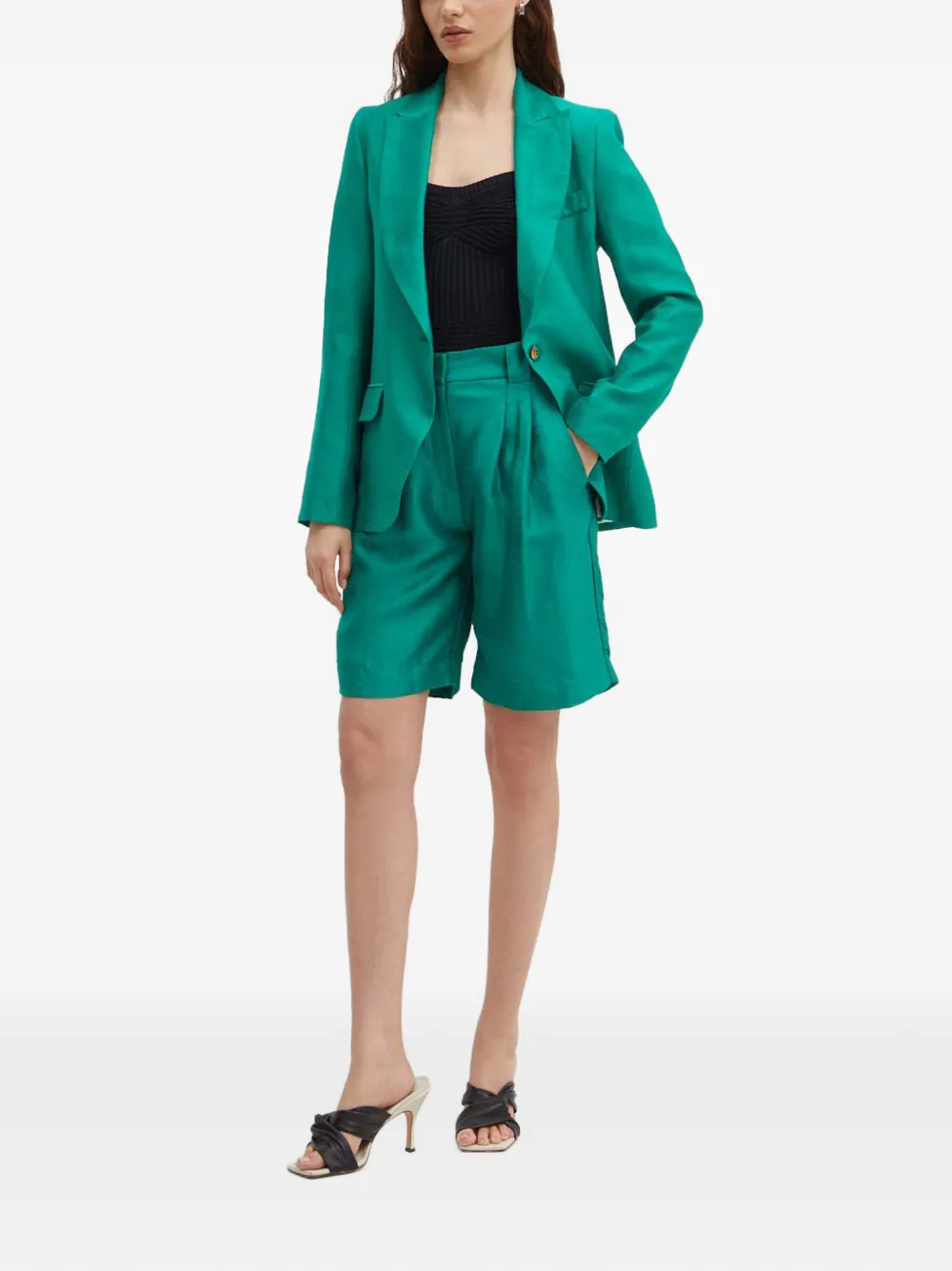La Petite Française Voyante blazer met klepzak en knoop Groen
