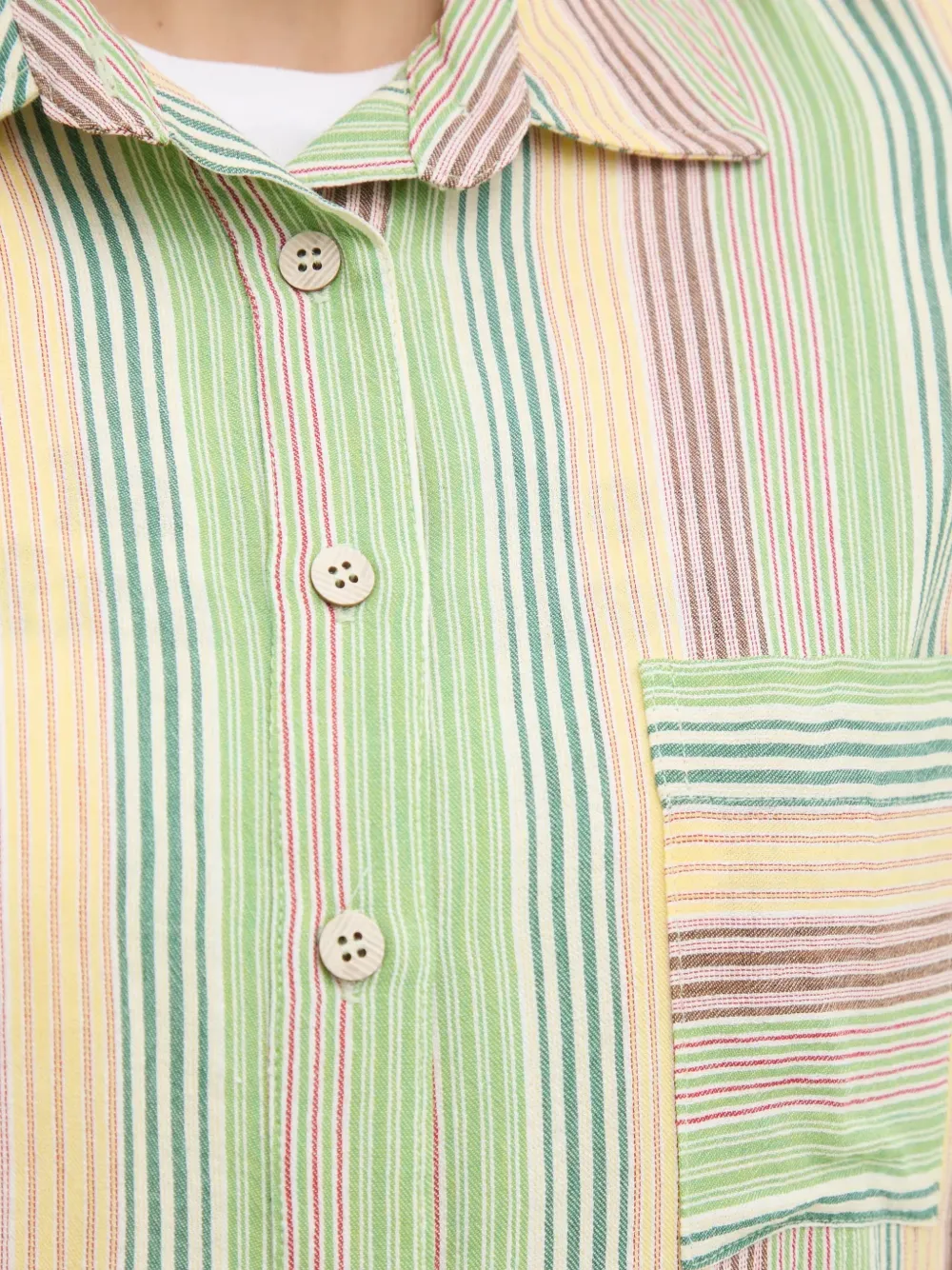 La Petite Française Charlene gestreept button-up blouse Groen