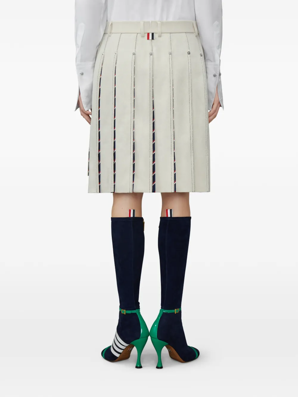 Thom Browne Low-waist denim rok met plooien Beige