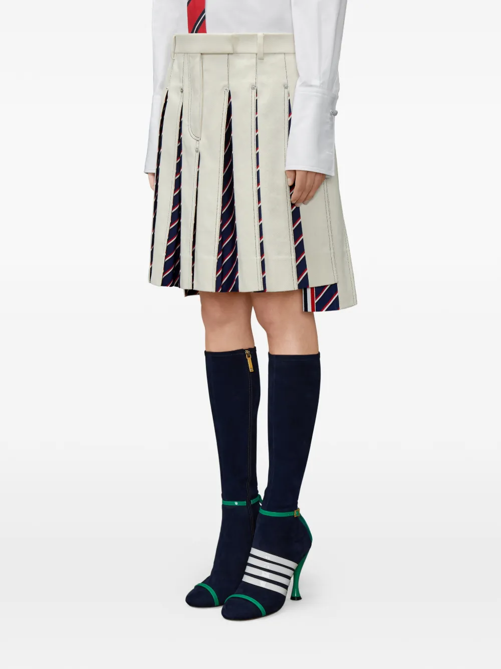Thom Browne Low-waist denim rok met plooien Beige