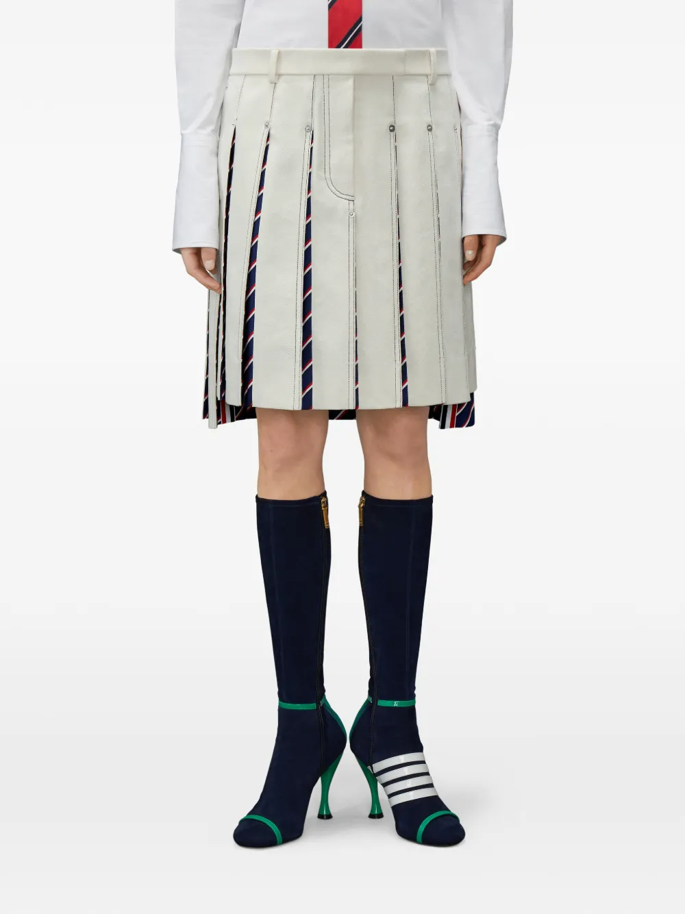 Thom Browne Low-waist denim rok met plooien Beige