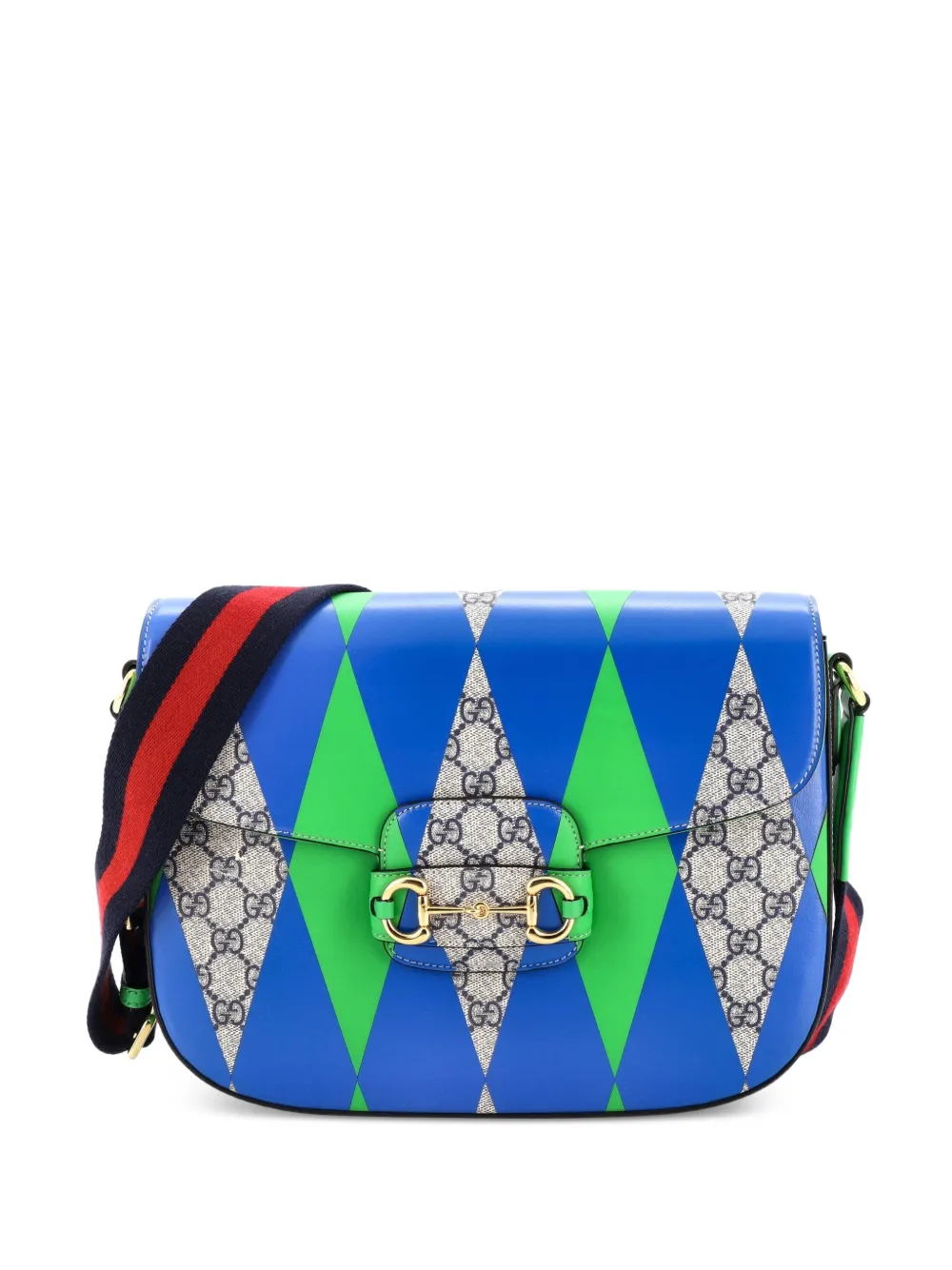Gucci Pre-Owned Horsebit 1955 Printed GG Coated Canvas Large shoulder bag - Multicolore