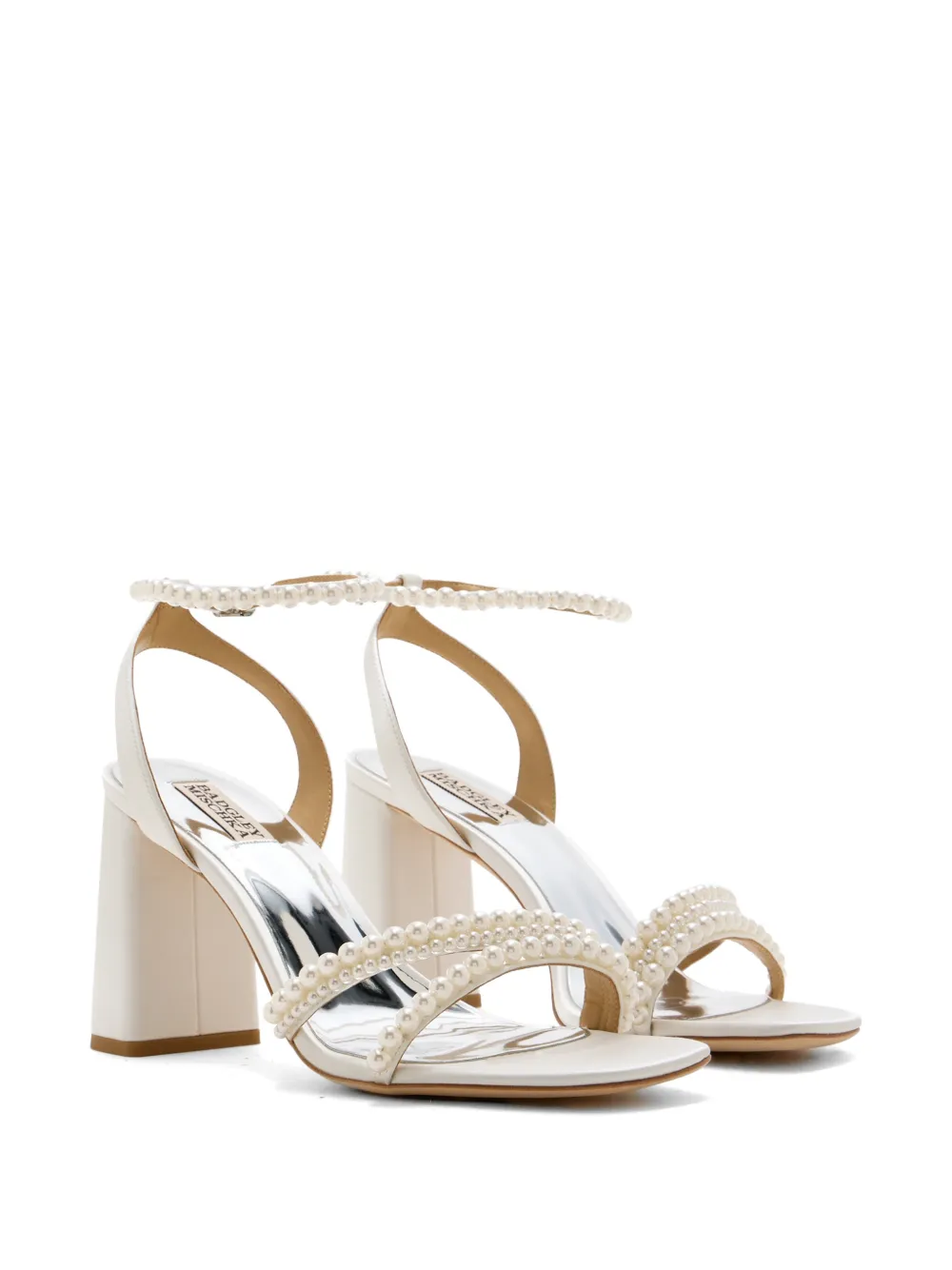 Badgley Mischka Feisty pearl-embellished sandals Wit