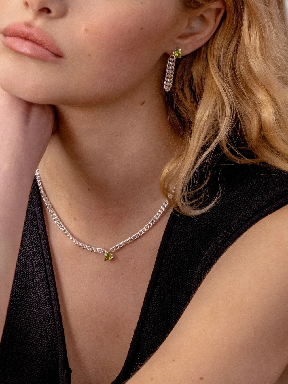  Norma Jewellery Peridot Trillion Necklace - Silver 