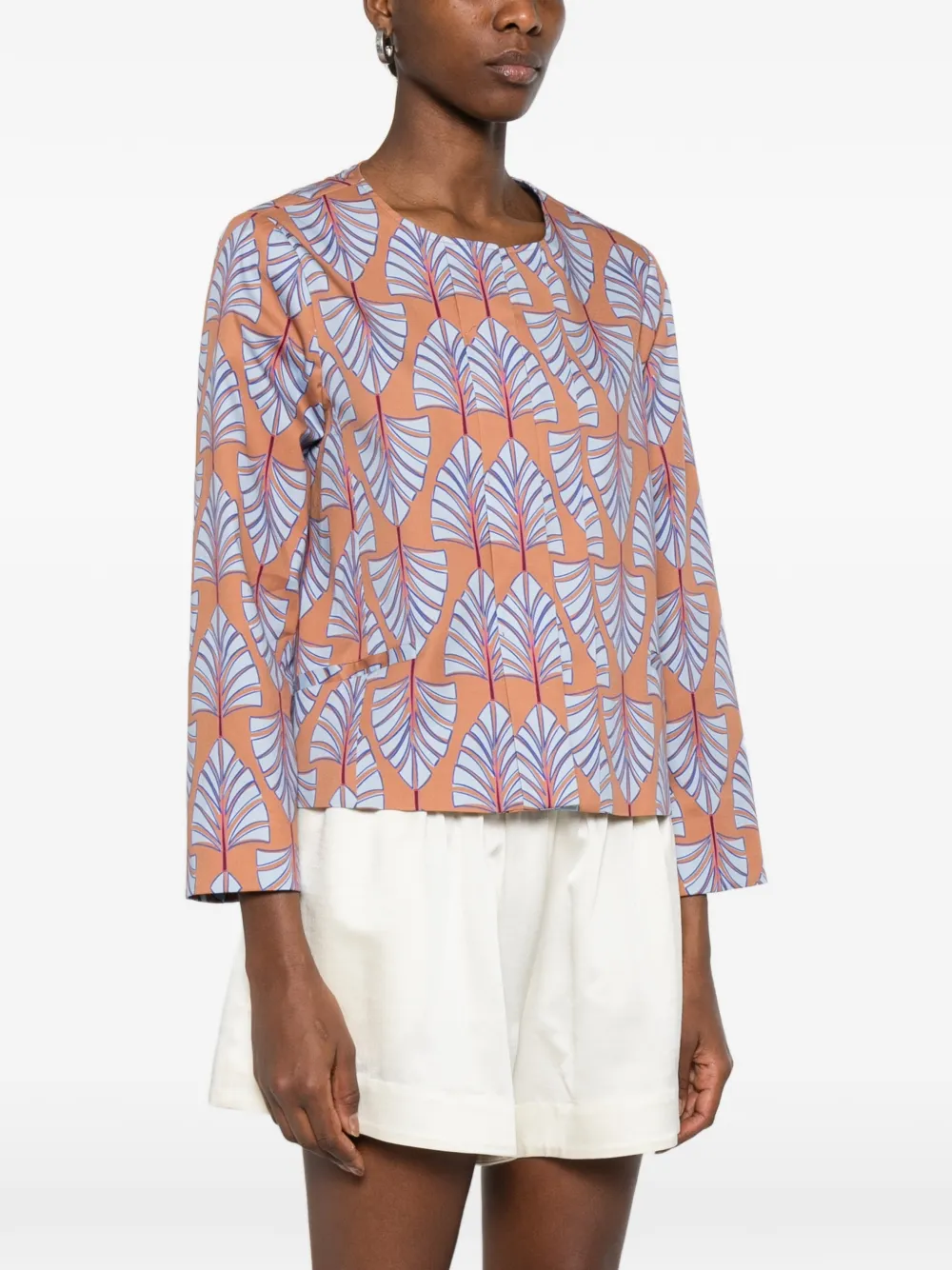  Niu Leaf-print Jacket - Orange 