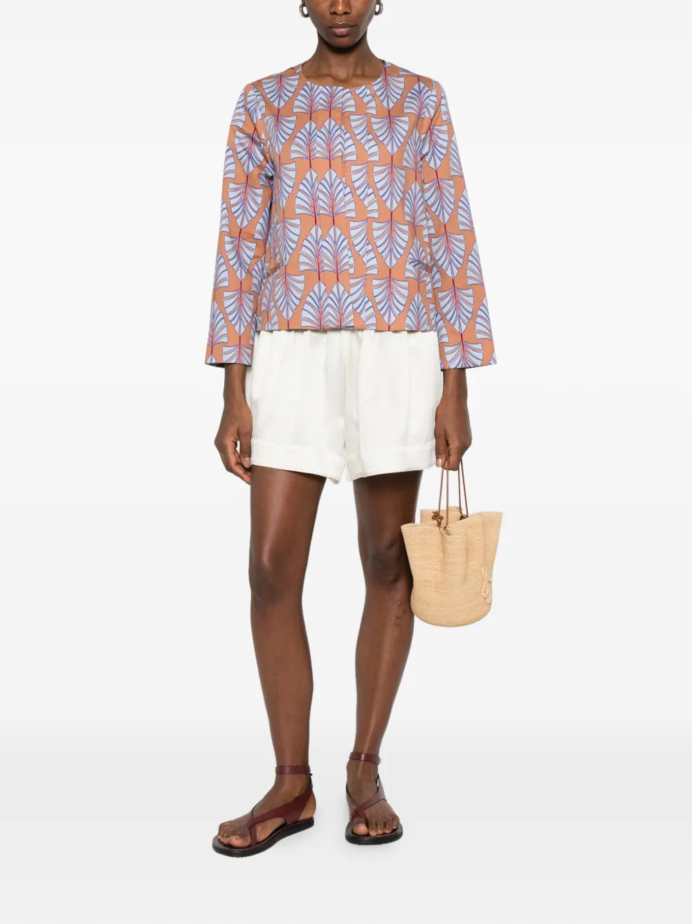  Niu Leaf-print Jacket - Orange 
