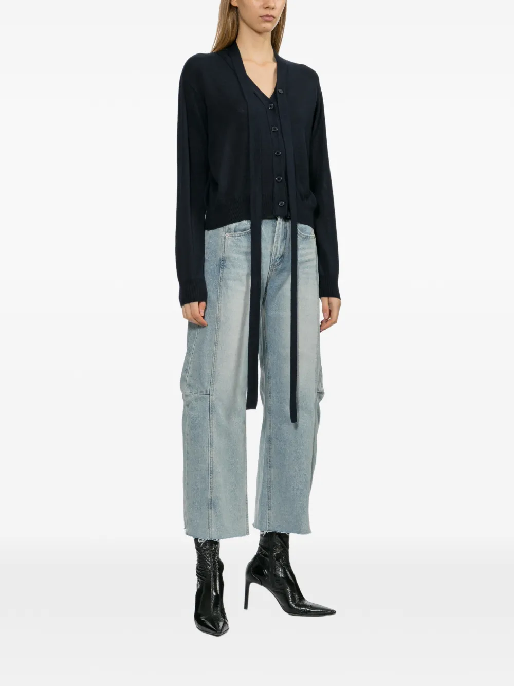 La Piscine knited scarf cardigan Blauw
