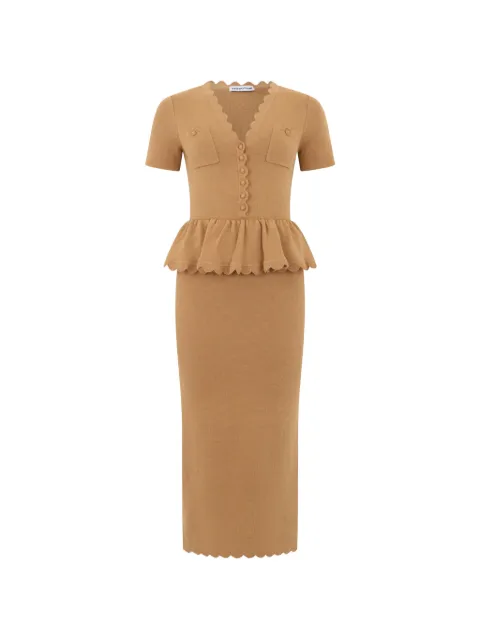 Self-Portrait vestido midi con peplum