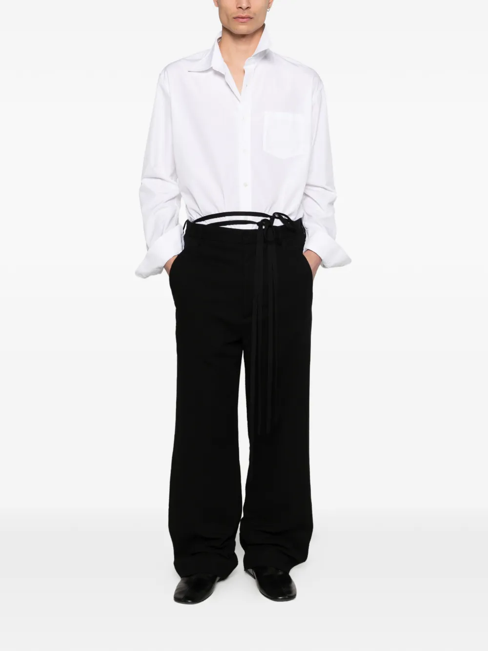 Ann Demeulemeester Leon Drawstring-side Trousers In Black