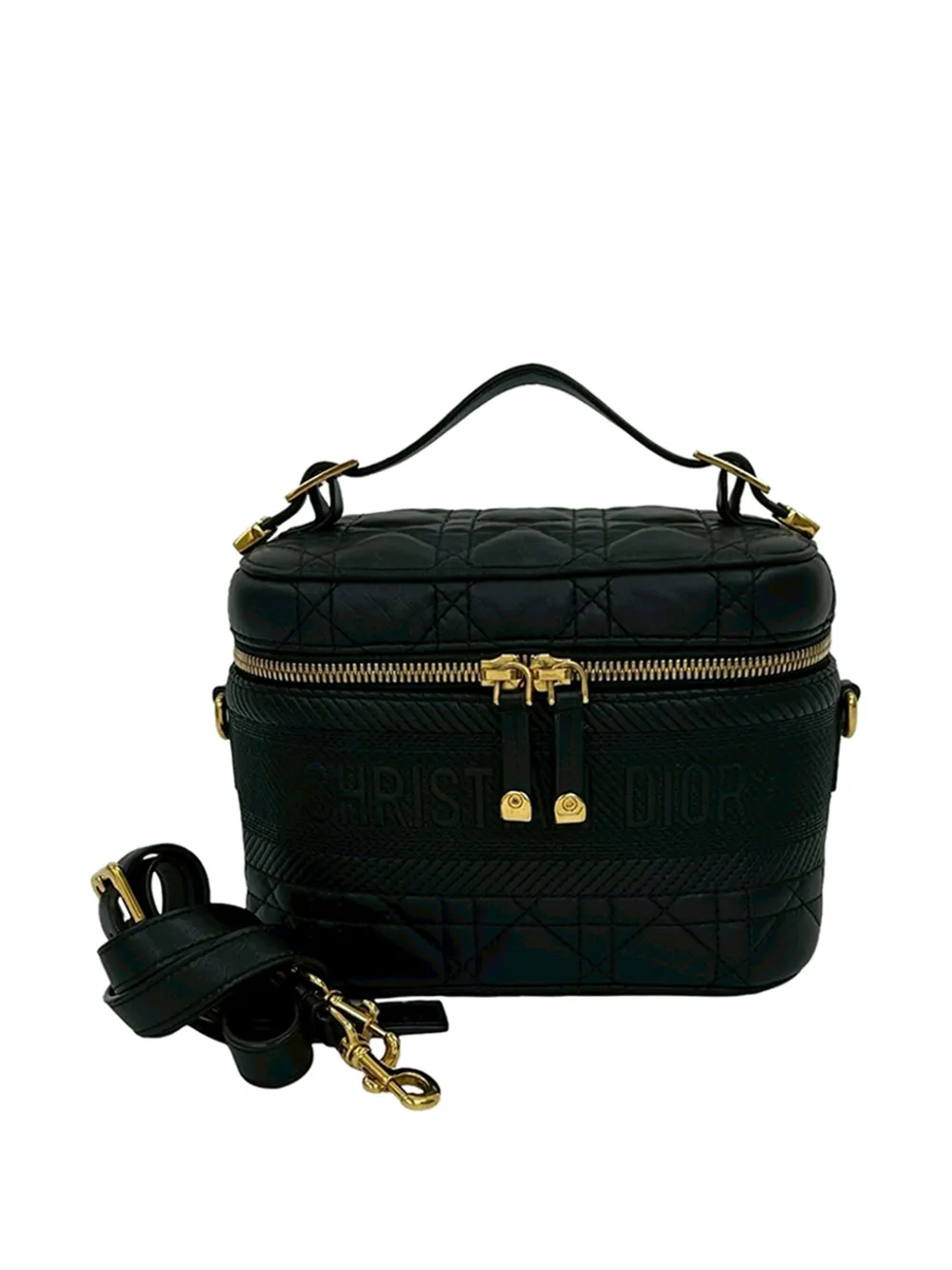 Christian Dior Pre-Owned 2010-2025 Small Lambskin Cannage DiorTravel Vanity Case satchel - Nero