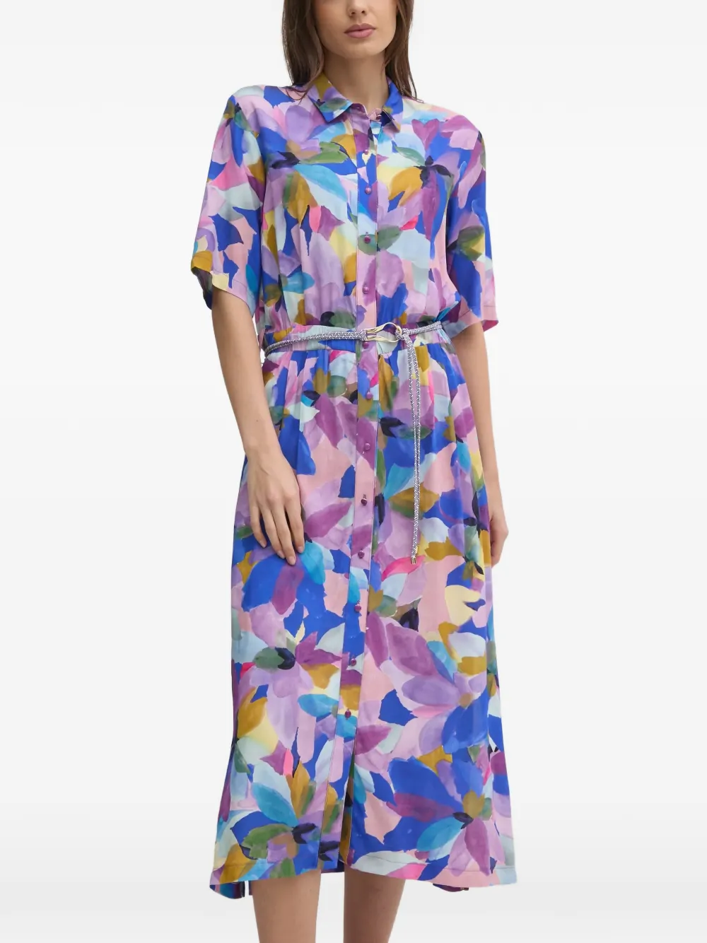 La Petite Française Roger floral short-sleeved midi dress - Blu