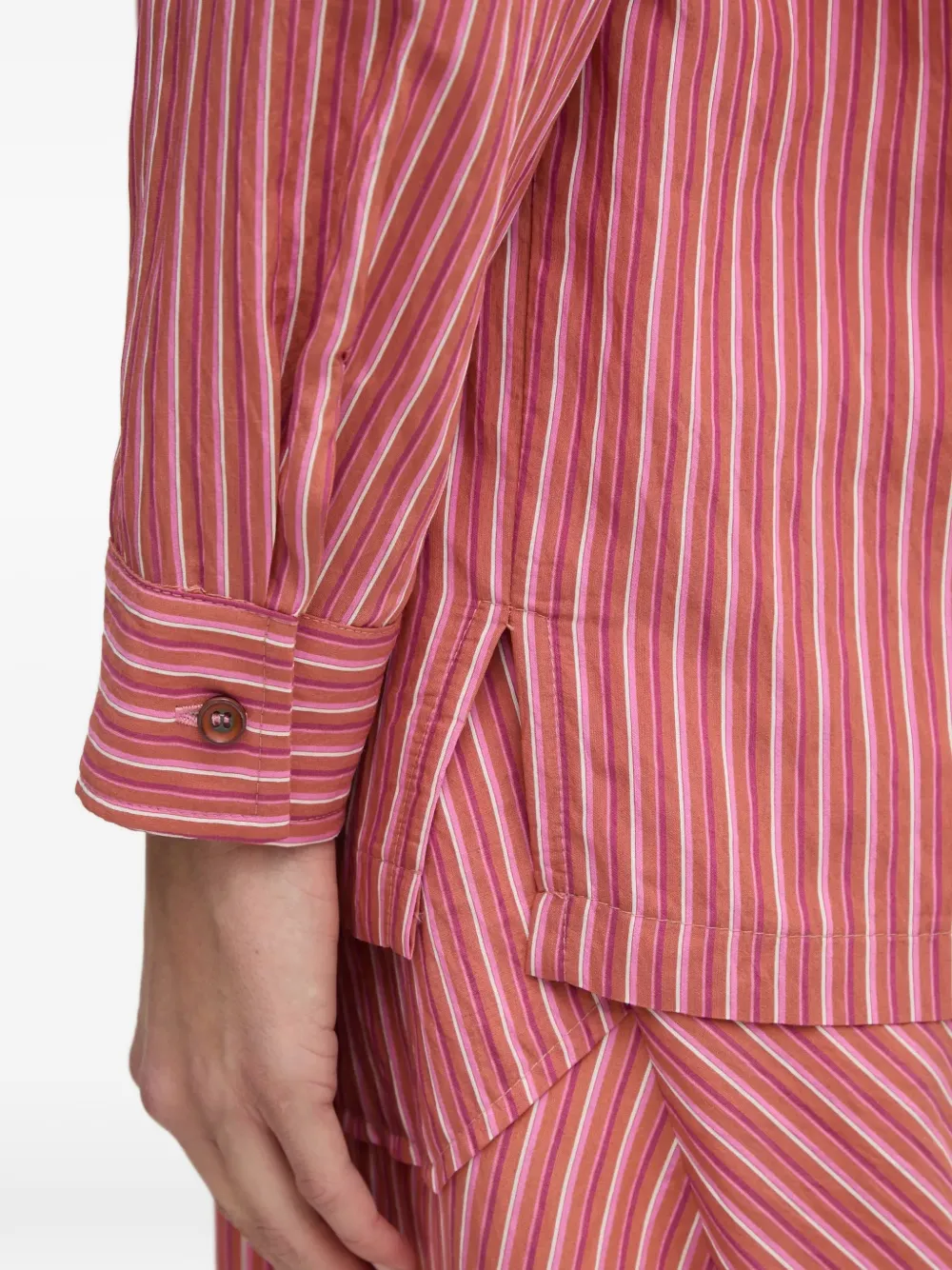 La Petite Française Charles gestreept blouse met zak Roze