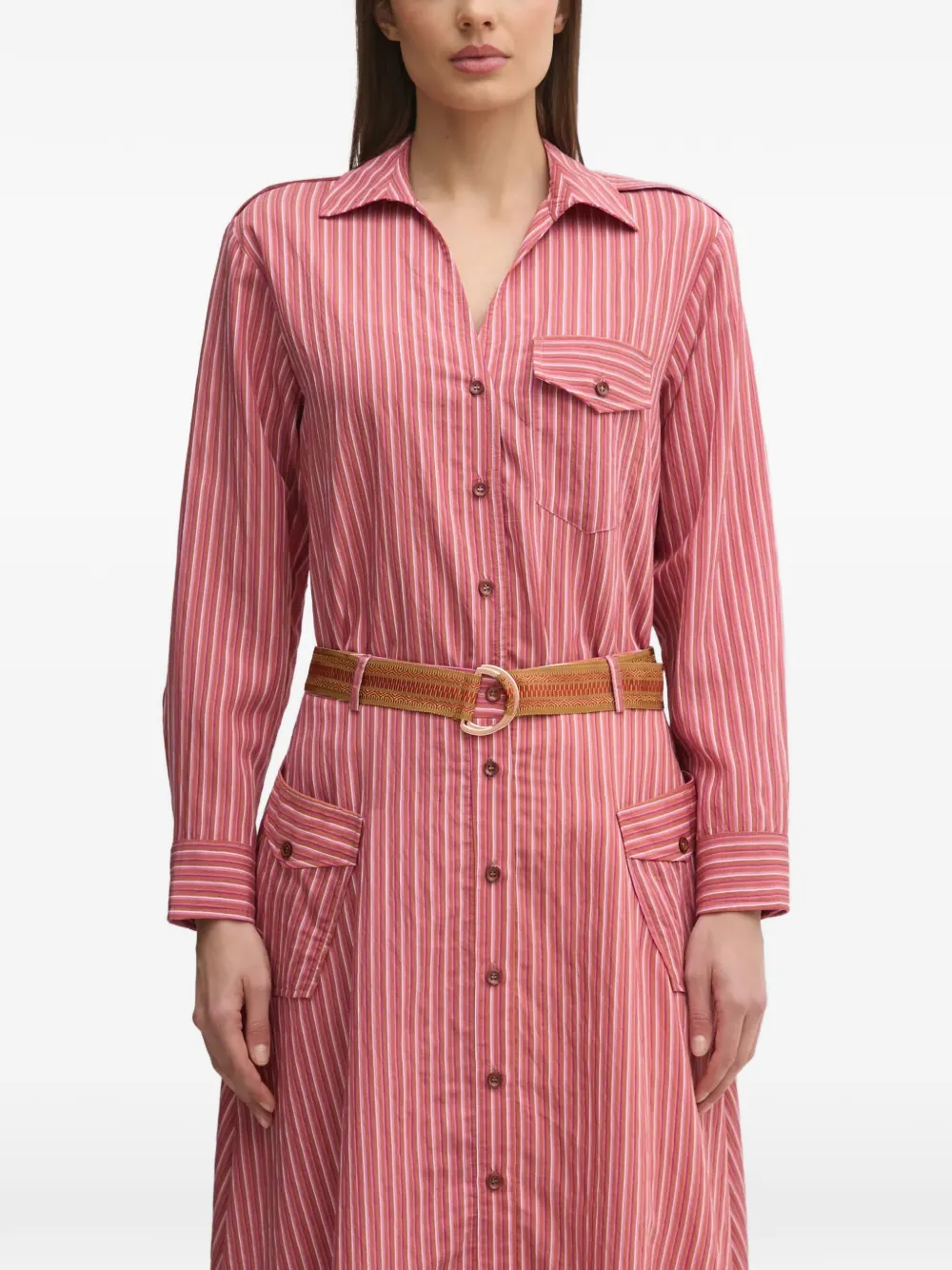 La Petite Française Charles striped pocket shirt - Rosa