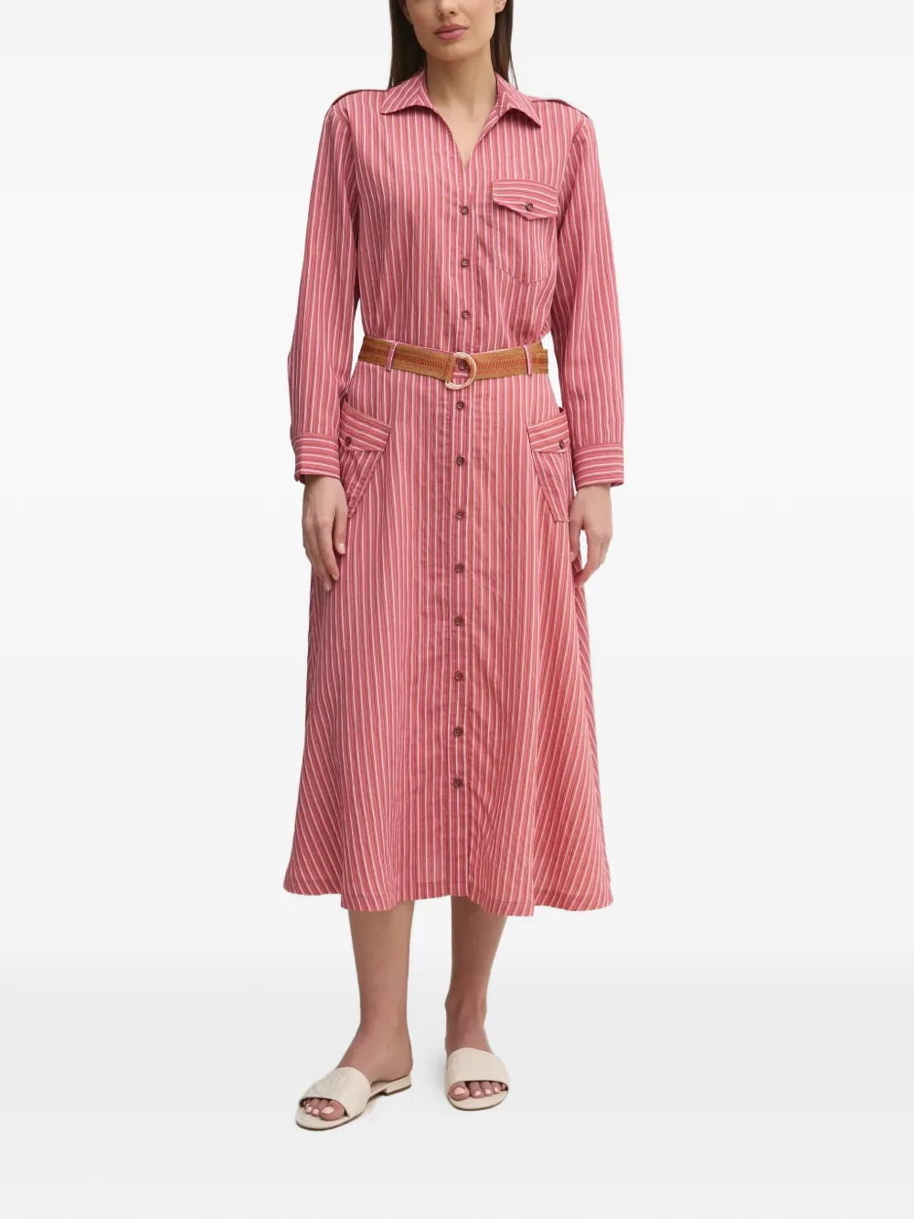 La Petite Française Charles gestreept blouse met zak Roze
