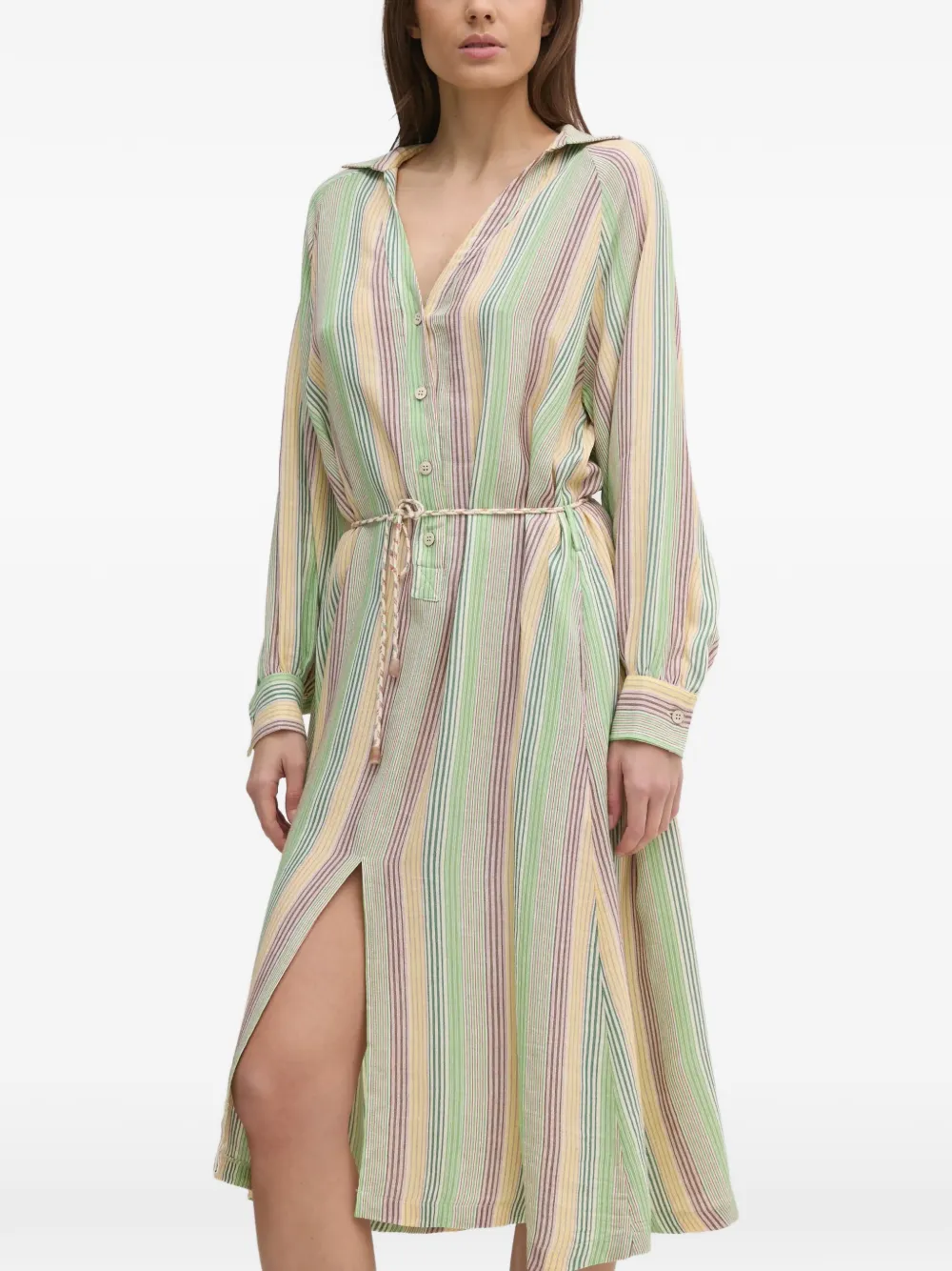 La Petite Française Riva striped tie-waist dress - Verde