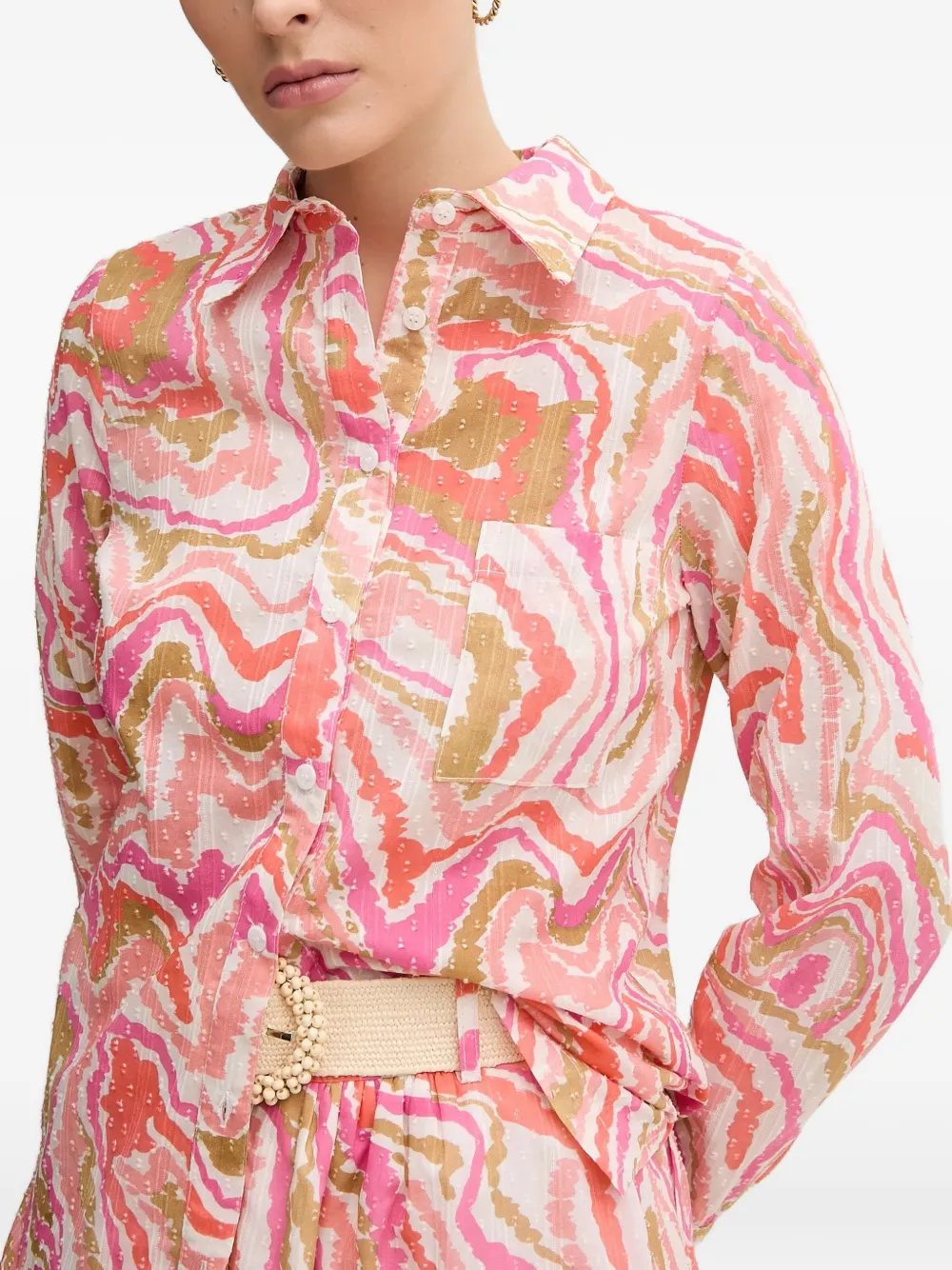  La Petite Française Cheyenne Buttoned Patterned Shirt - Pink 