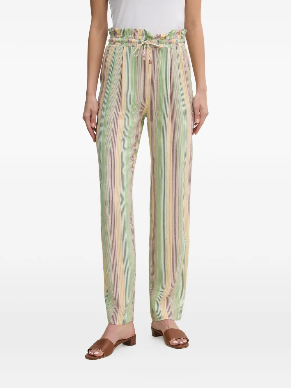 La Petite Française Petrus striped drawstring trousers - Verde