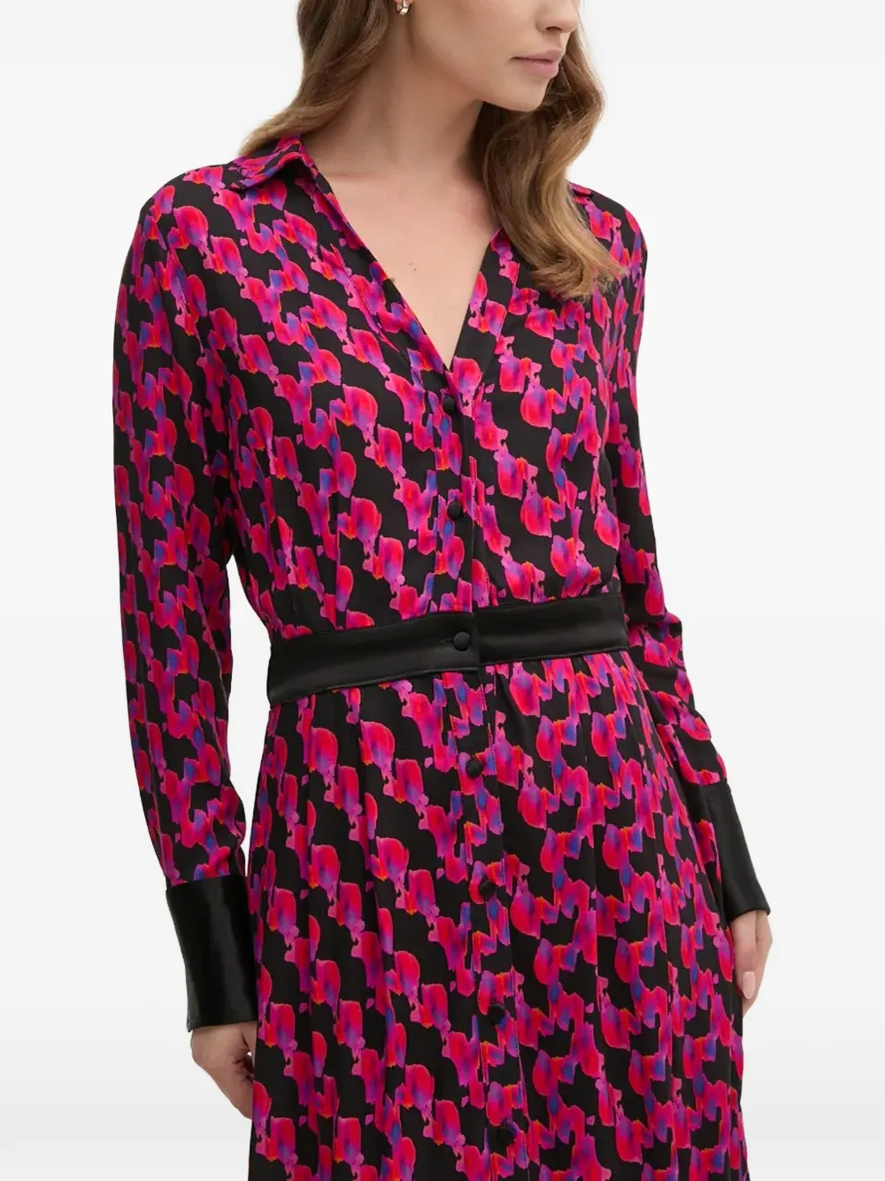 La Petite Française Redoutable midi-jurk met print en lange mouwen Roze