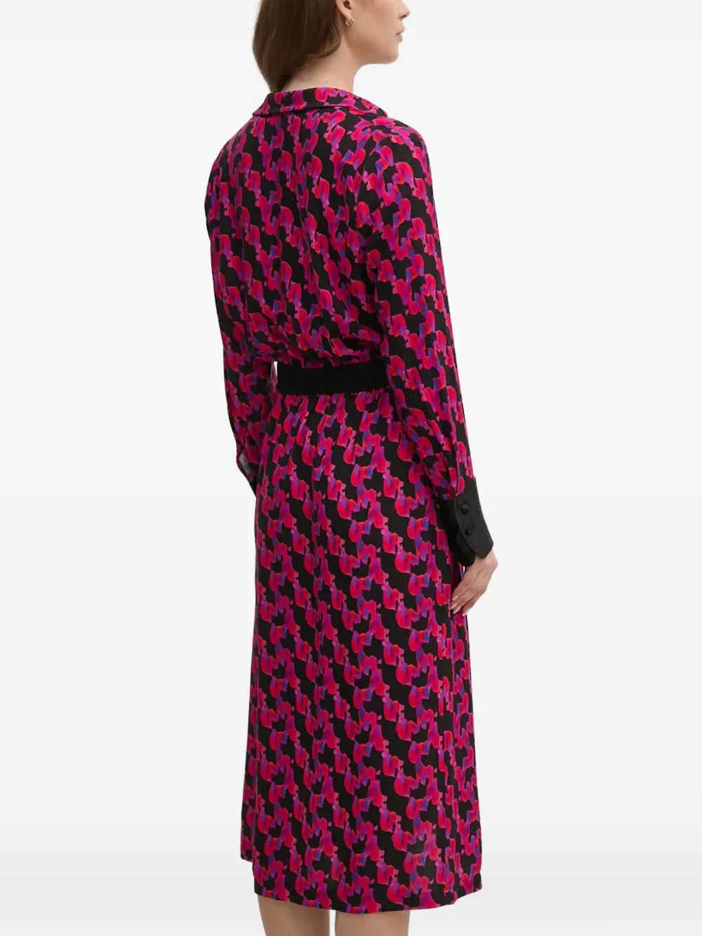 La Petite Française Redoutable midi-jurk met print en lange mouwen Roze