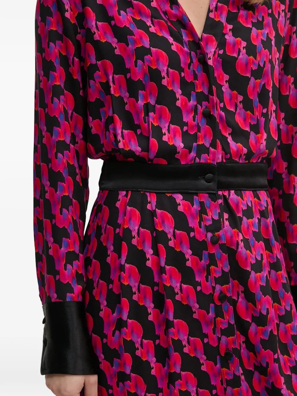 La Petite Française Redoutable midi-jurk met print en lange mouwen Roze