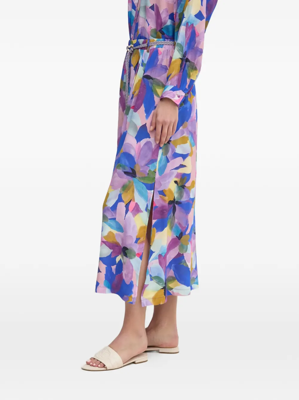La Petite Française Jana midi-rok met bloemenprint Blauw
