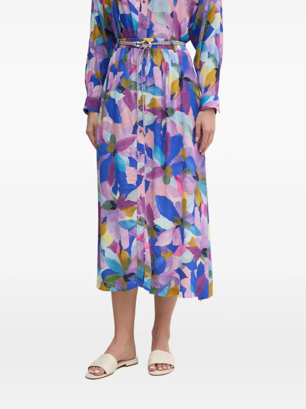 La Petite Française Jana floral-print midi skirt - Blu