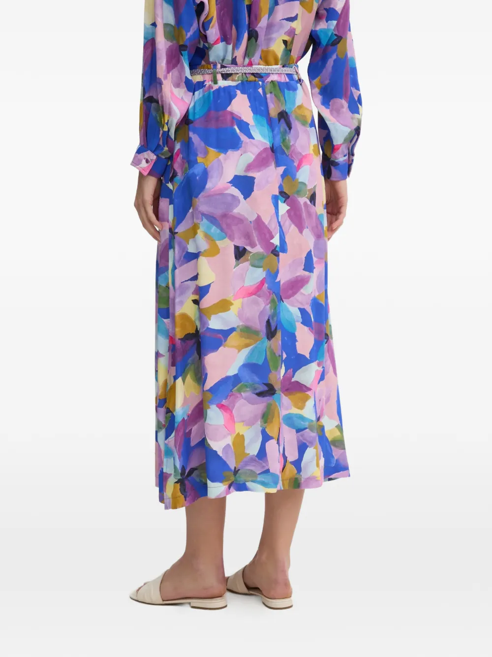 La Petite Française Jana midi-rok met bloemenprint Blauw
