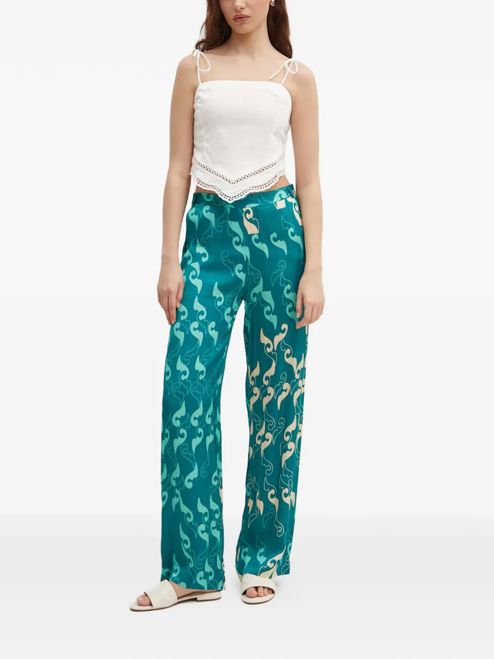  La Petite Française Poudre Printed Trousers - Green 
