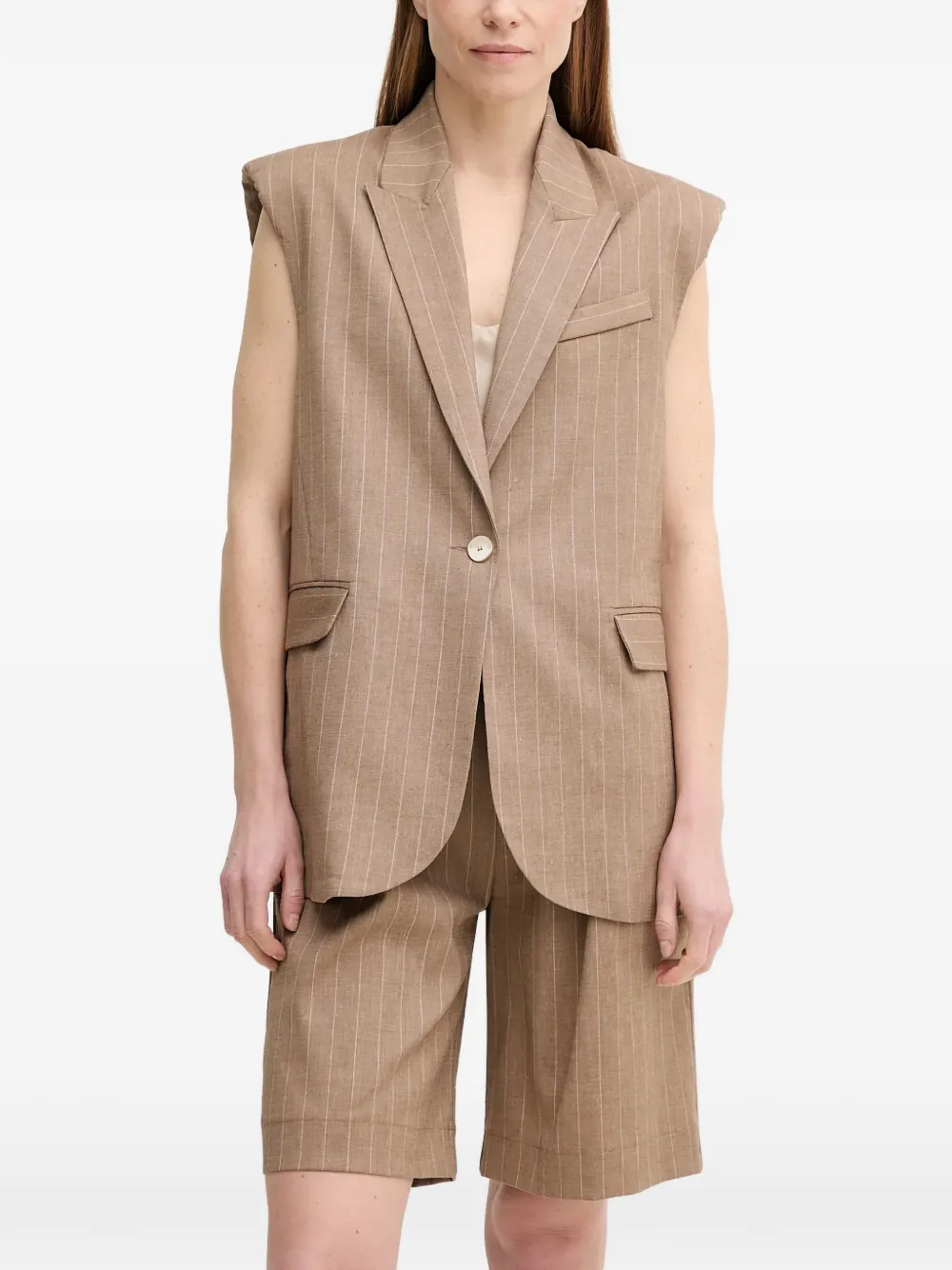 La Petite Française Valmy pinstripe single-breasted waistcoat - Toni neutri