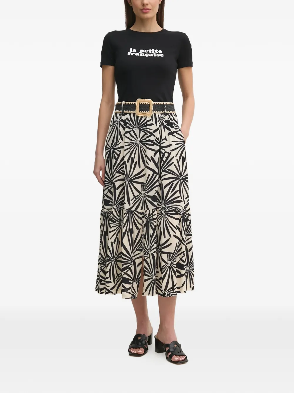 La Petite Française Jasmine gelaagde midi-rok met bloemenprint Beige