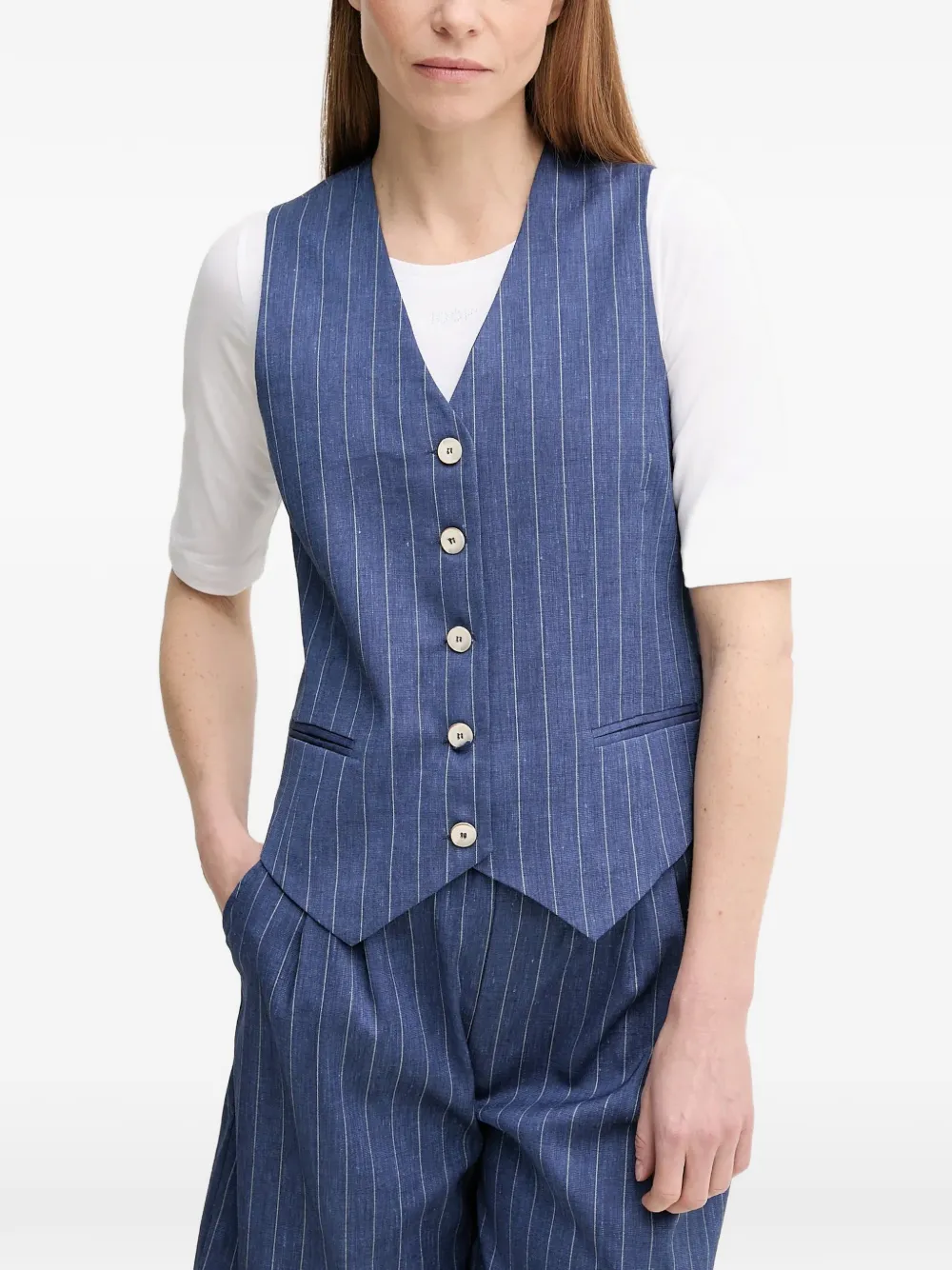 La Petite Française Gwen pinstripe button waistcoat - Blu