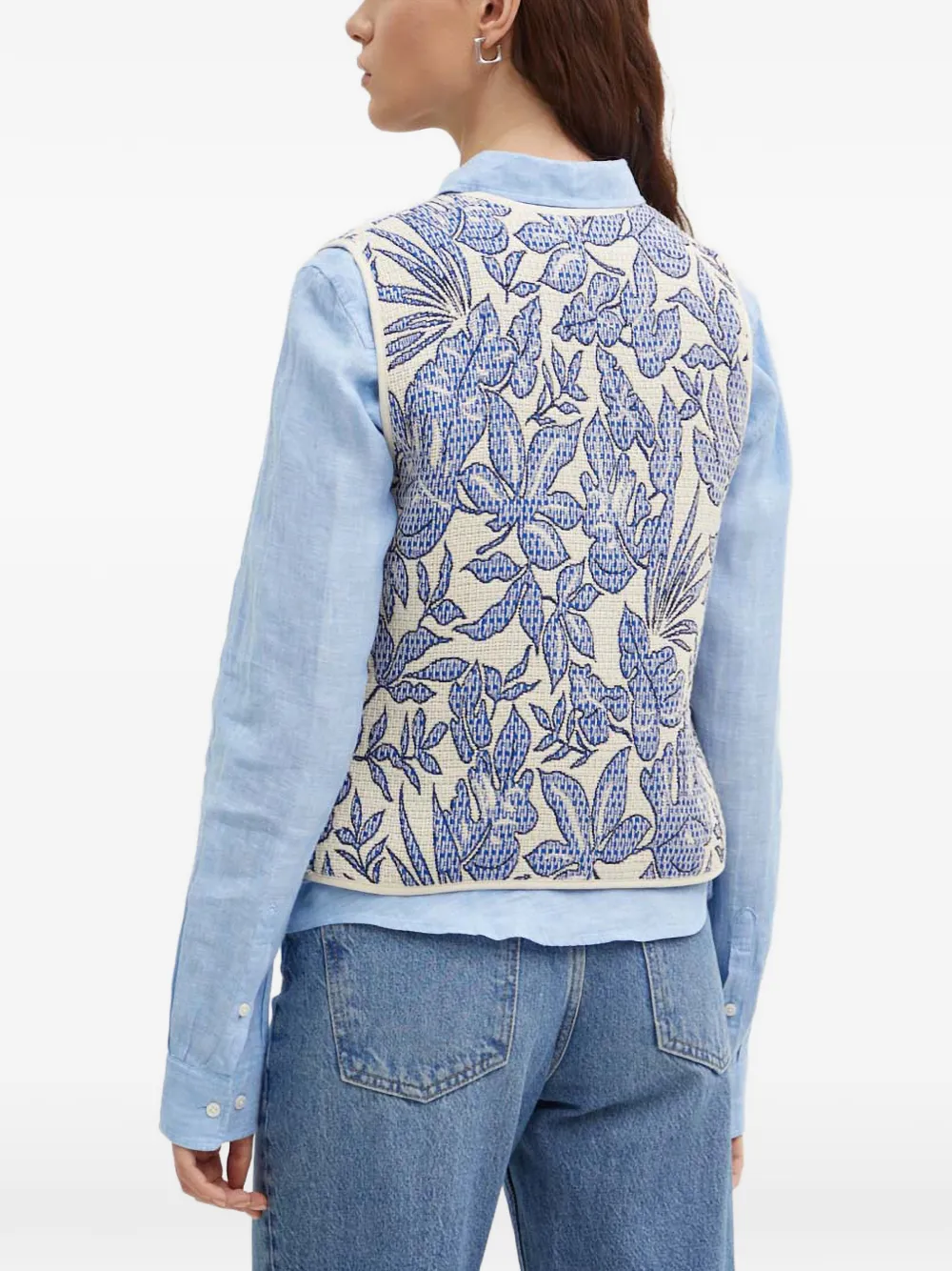 La Petite Française Gamin gilet met bloemenprint Blauw