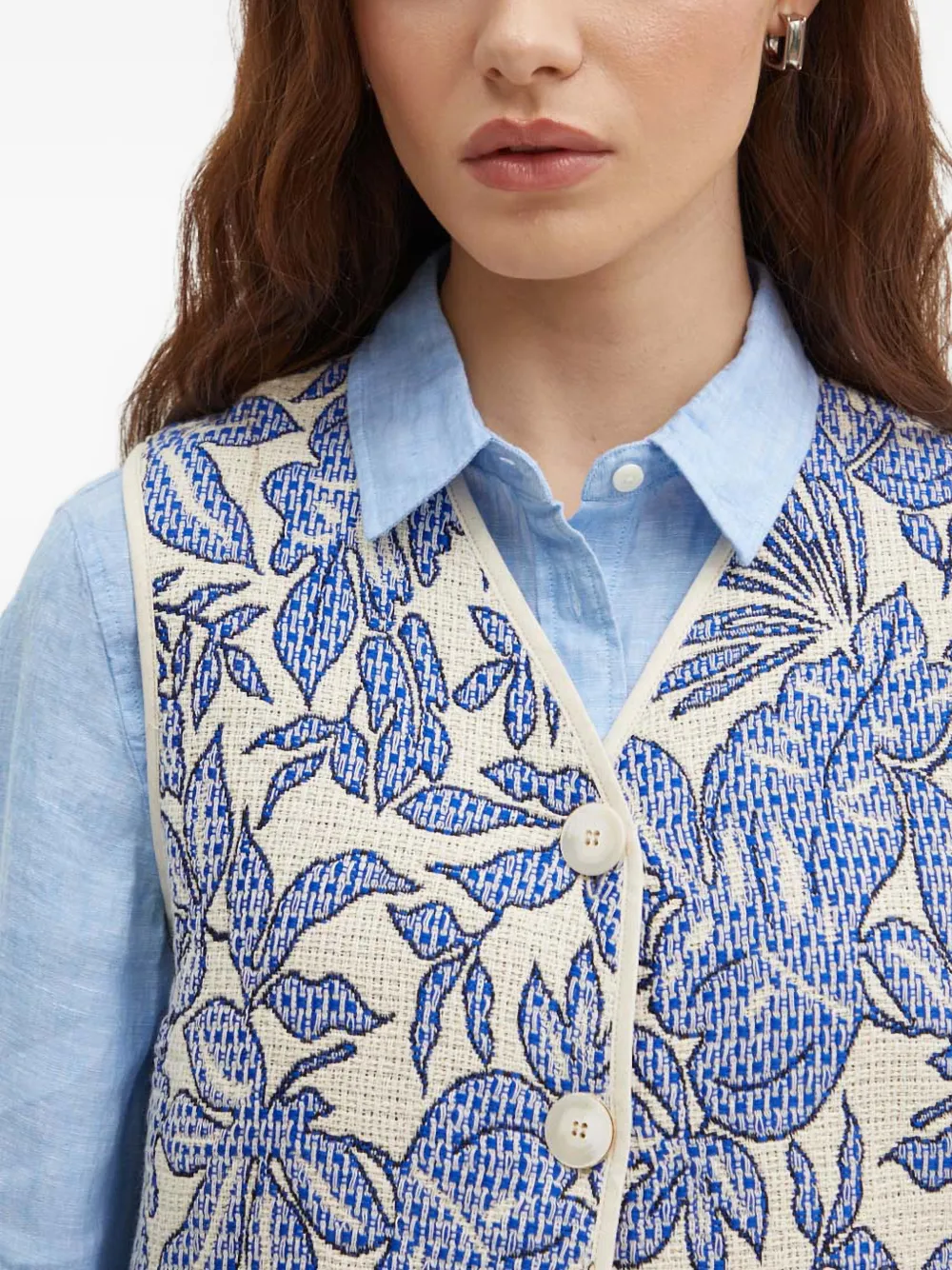 La Petite Française Gamin gilet met bloemenprint Blauw