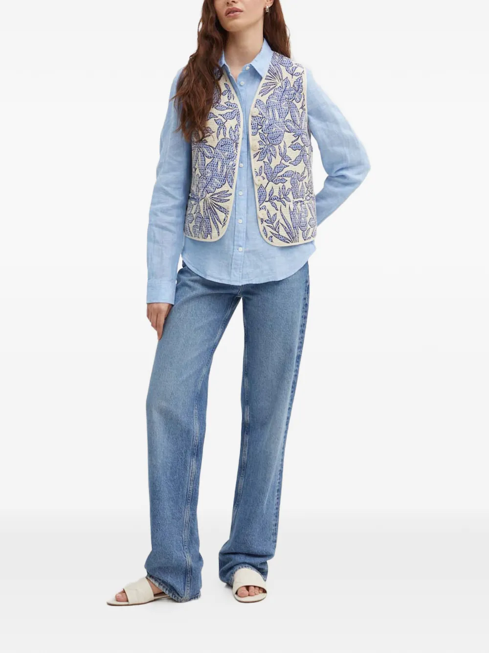 La Petite Française Gamin gilet met bloemenprint Blauw
