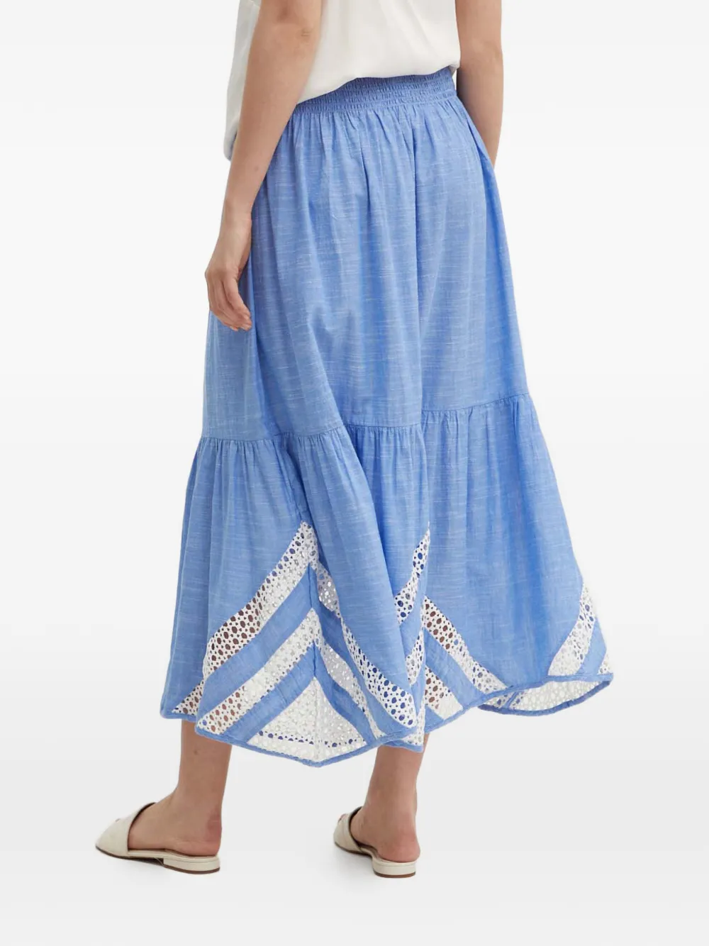 Japon Shirred Embroidered Maxi Skirt