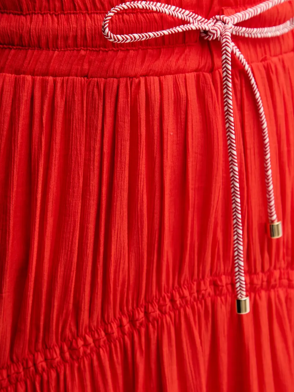 La Petite Française Josette gesmockte maxi-rok met trekkoord Rood