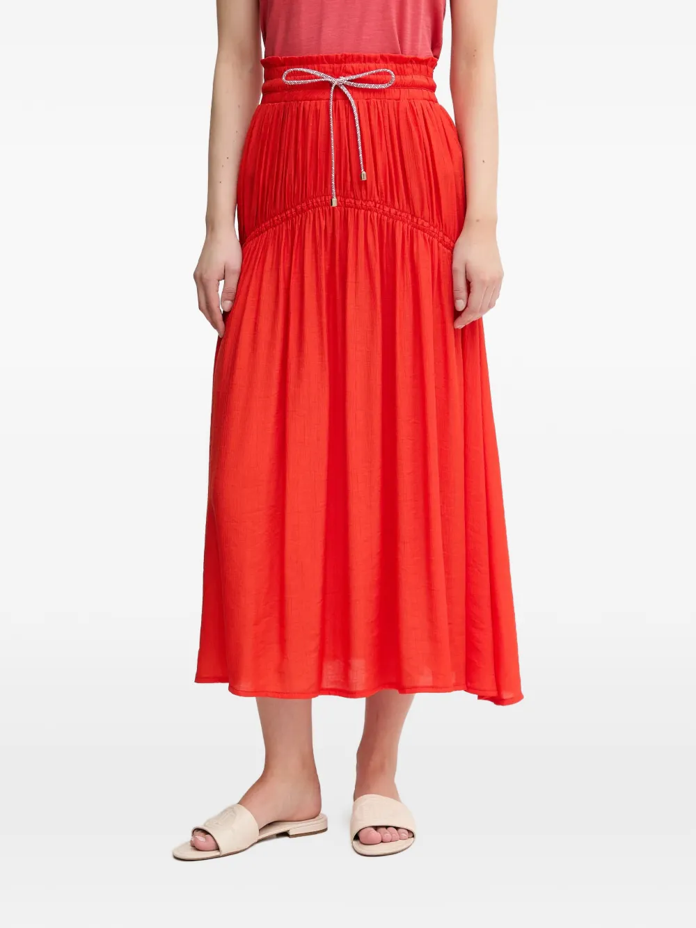 La Petite Française Josette drawstring gathered maxi skirt - Rosso