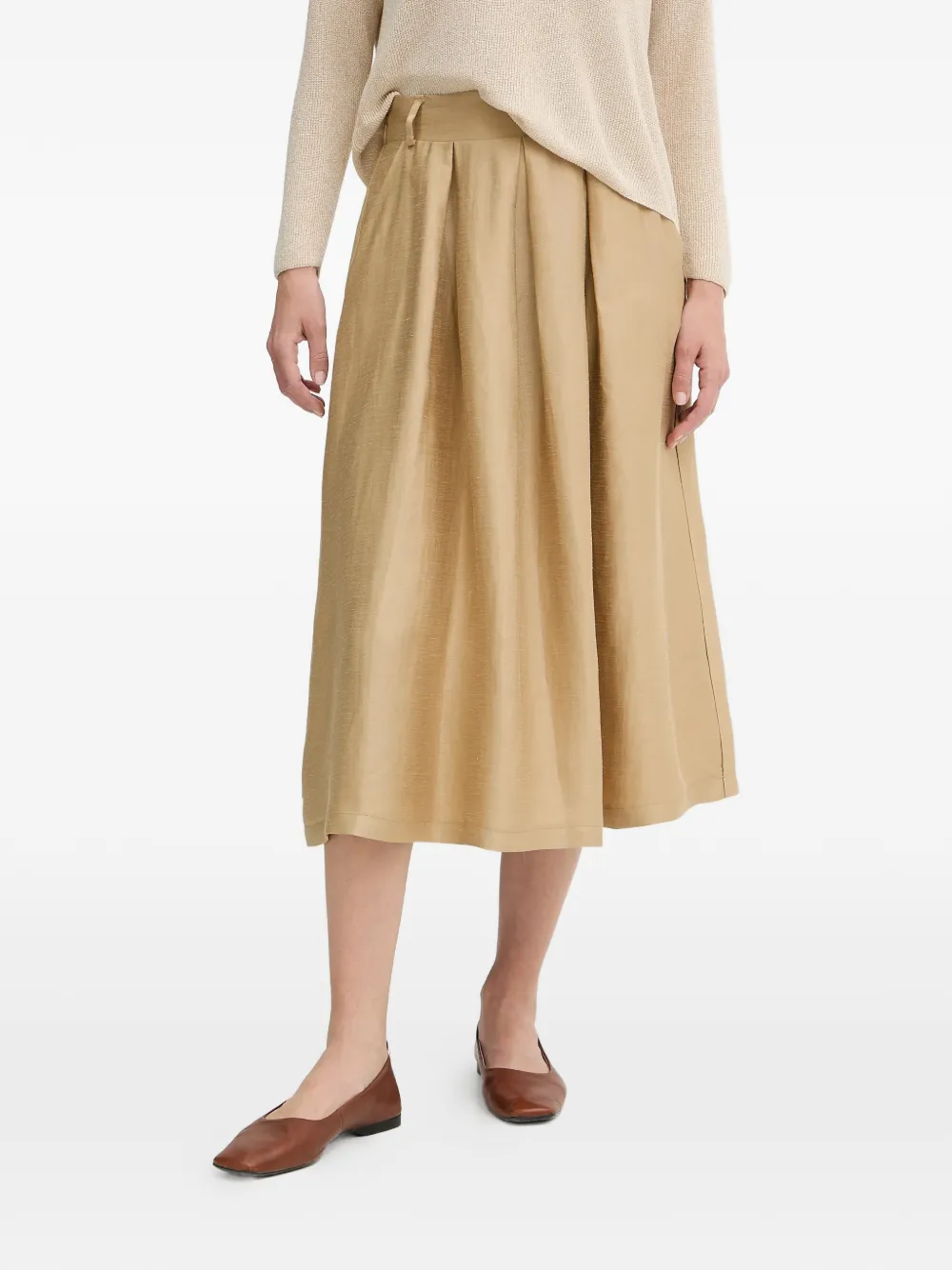 La Petite Française Josephine pleated midi skirt - Toni neutri