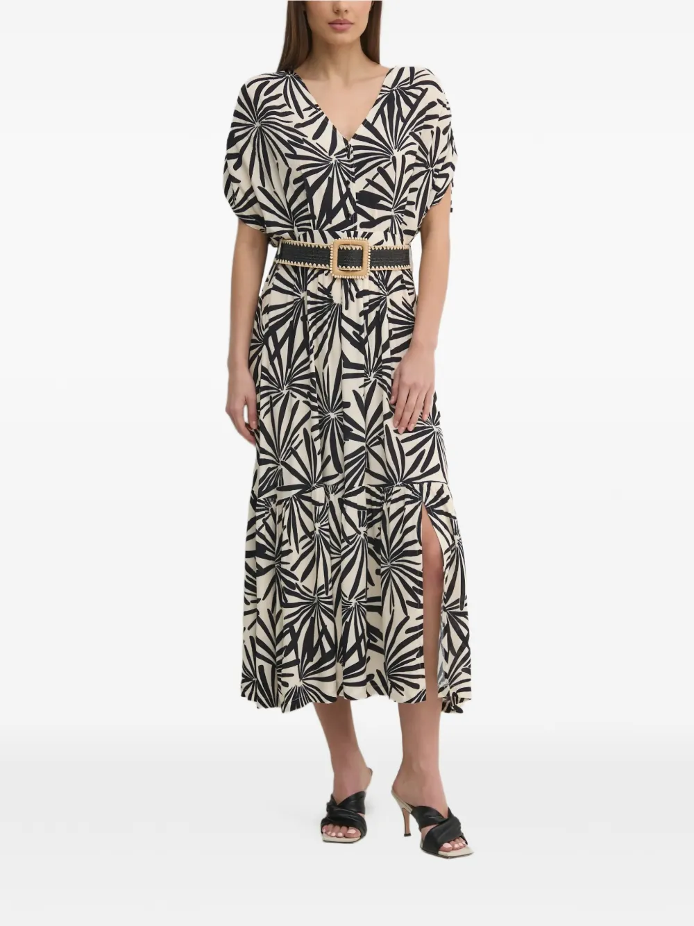 La Petite Française Romuald floral-print midi dress - Toni neutri