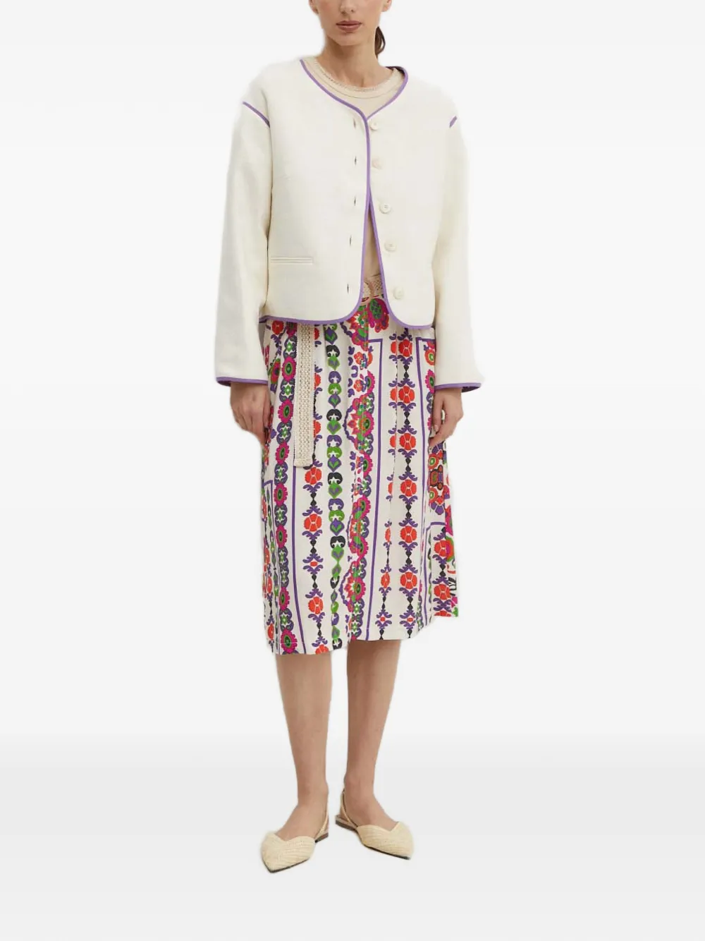  La Petite Française Voyage Button Contrast-rim Jacket - Neutrals 