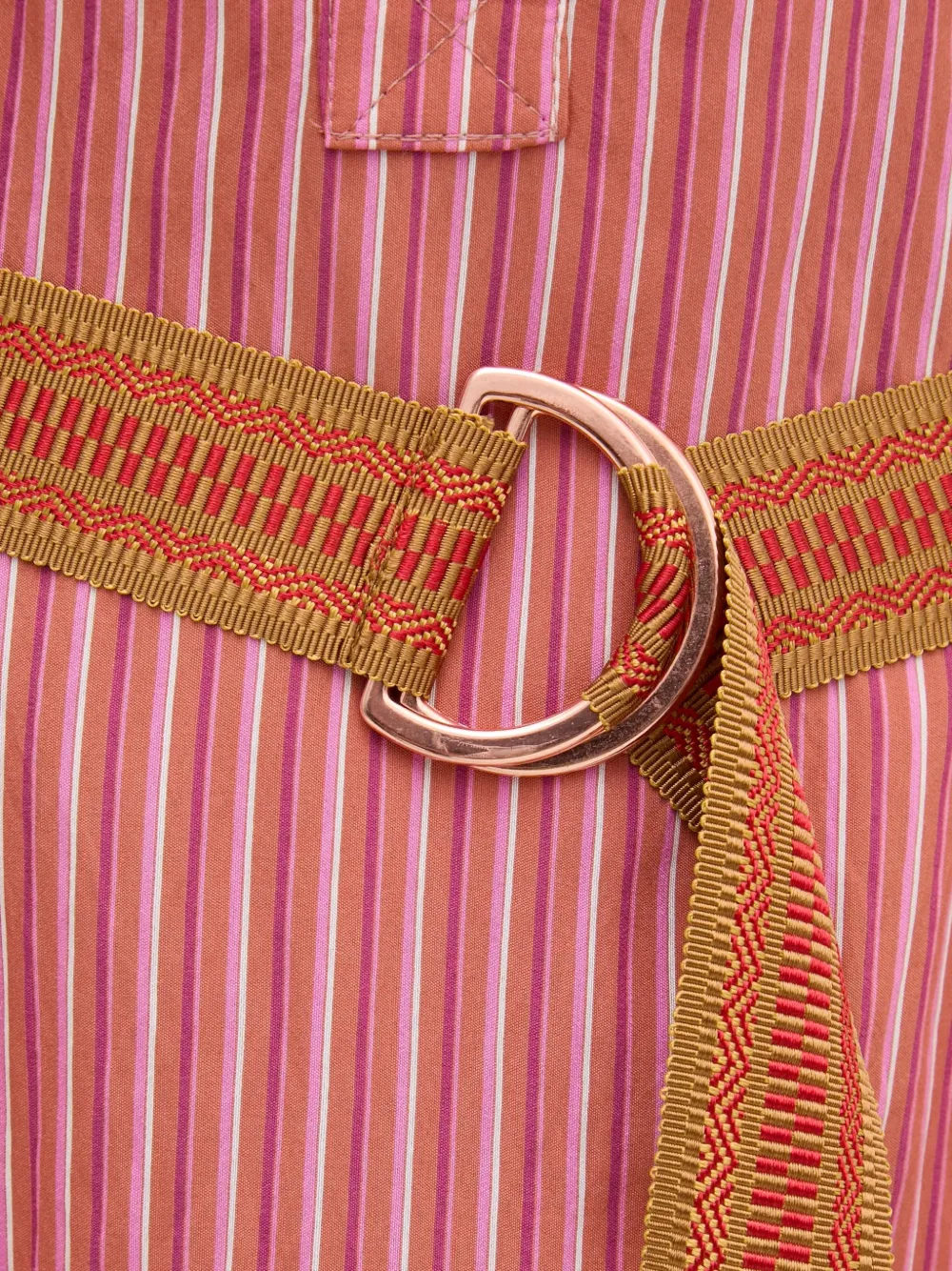 La Petite Française Reda gestreepte midi-blousejurk met borstzak Roze