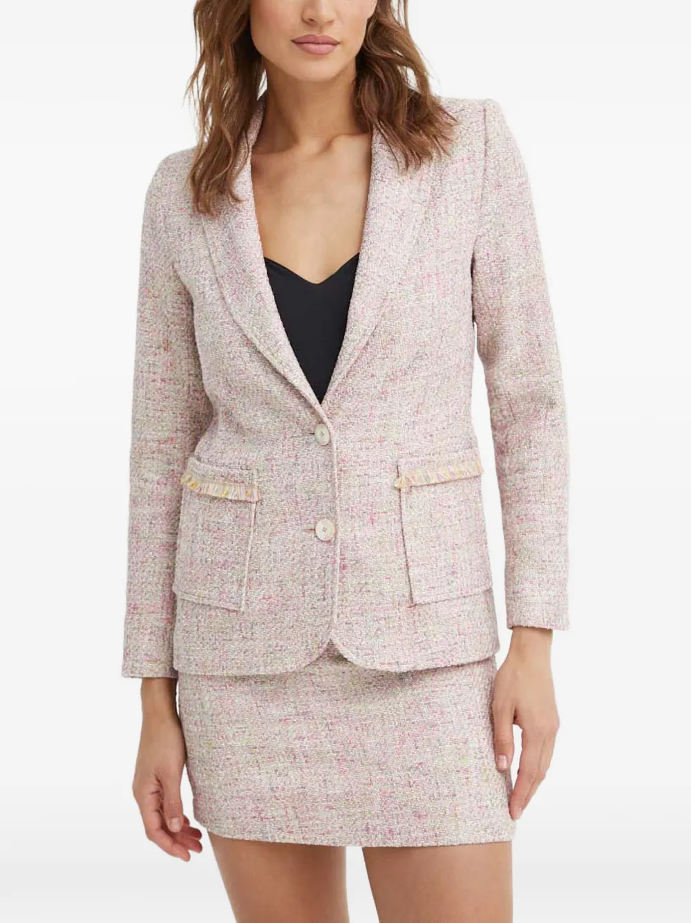 La Petite Française Vertige fringe-detail single-breasted blazer - Rosa
