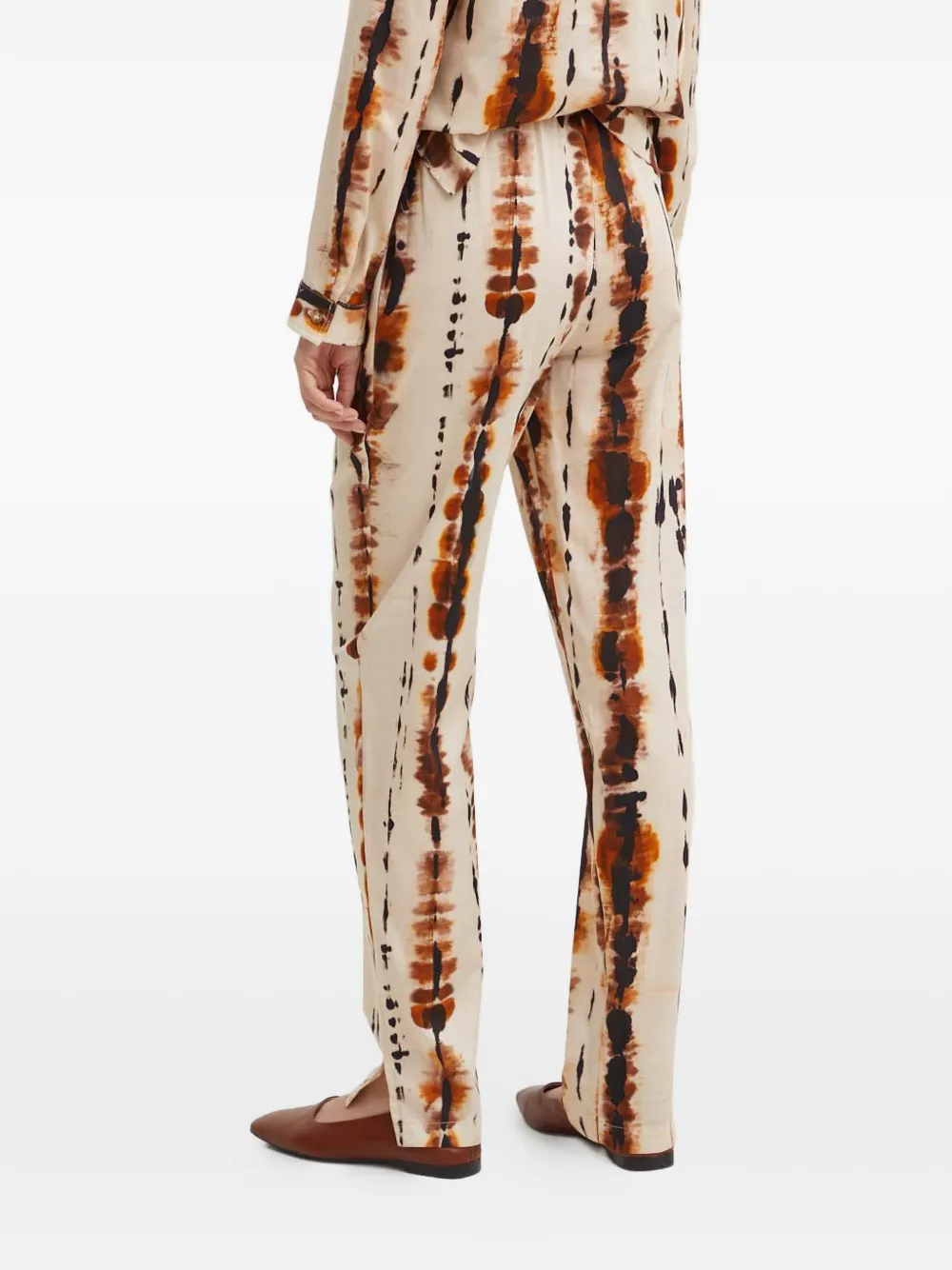 La Petite Française Pendule broek met trekkoord en tie-dye print Beige