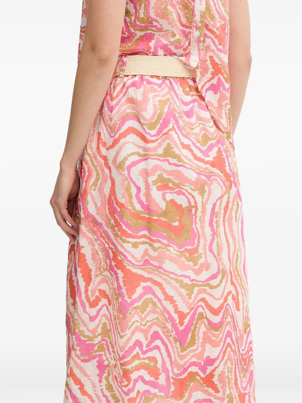  La Petite Française Juliette Printed Buttoned Midi Skirt - Pink 