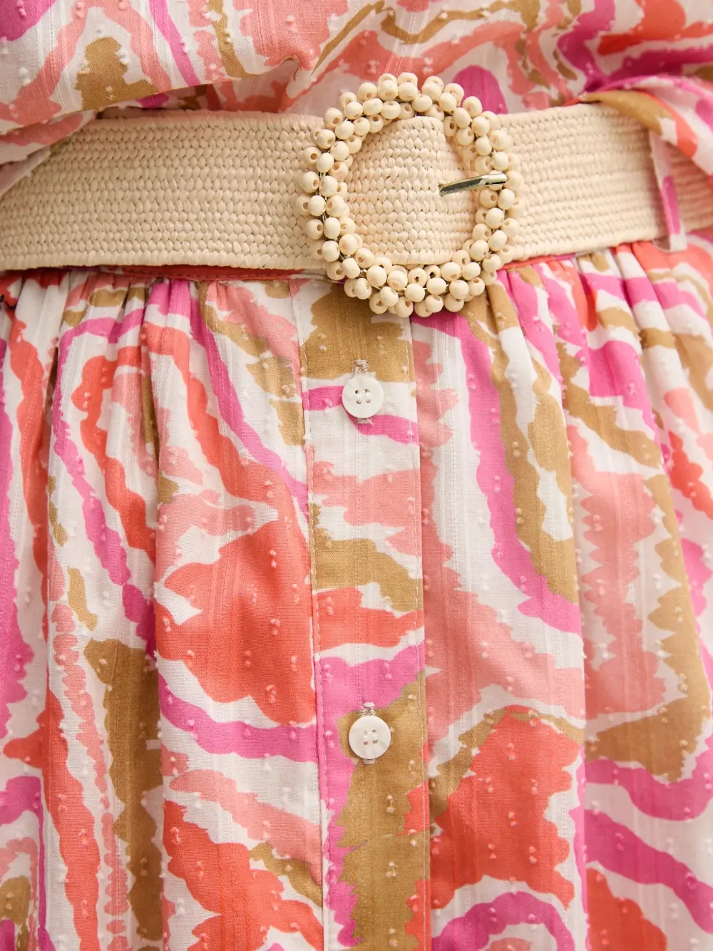 La Petite Française Juliette midi-rok met print en knopen Roze