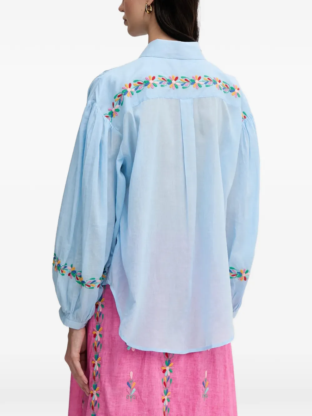 La Petite Française Chen blouse met geborduurde knoop Blauw