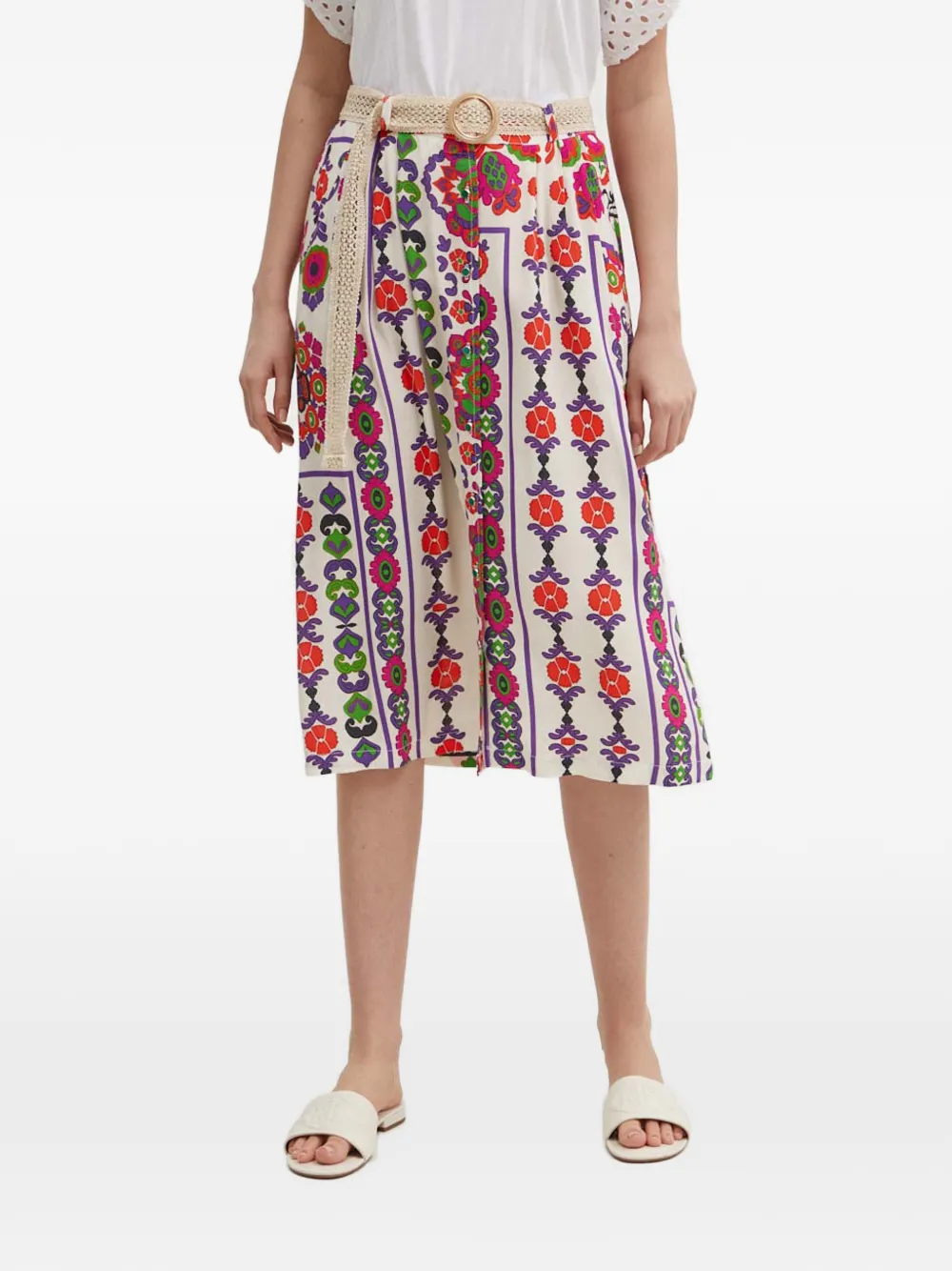 La Petite Française Jouet floral button midi skirt - Toni neutri
